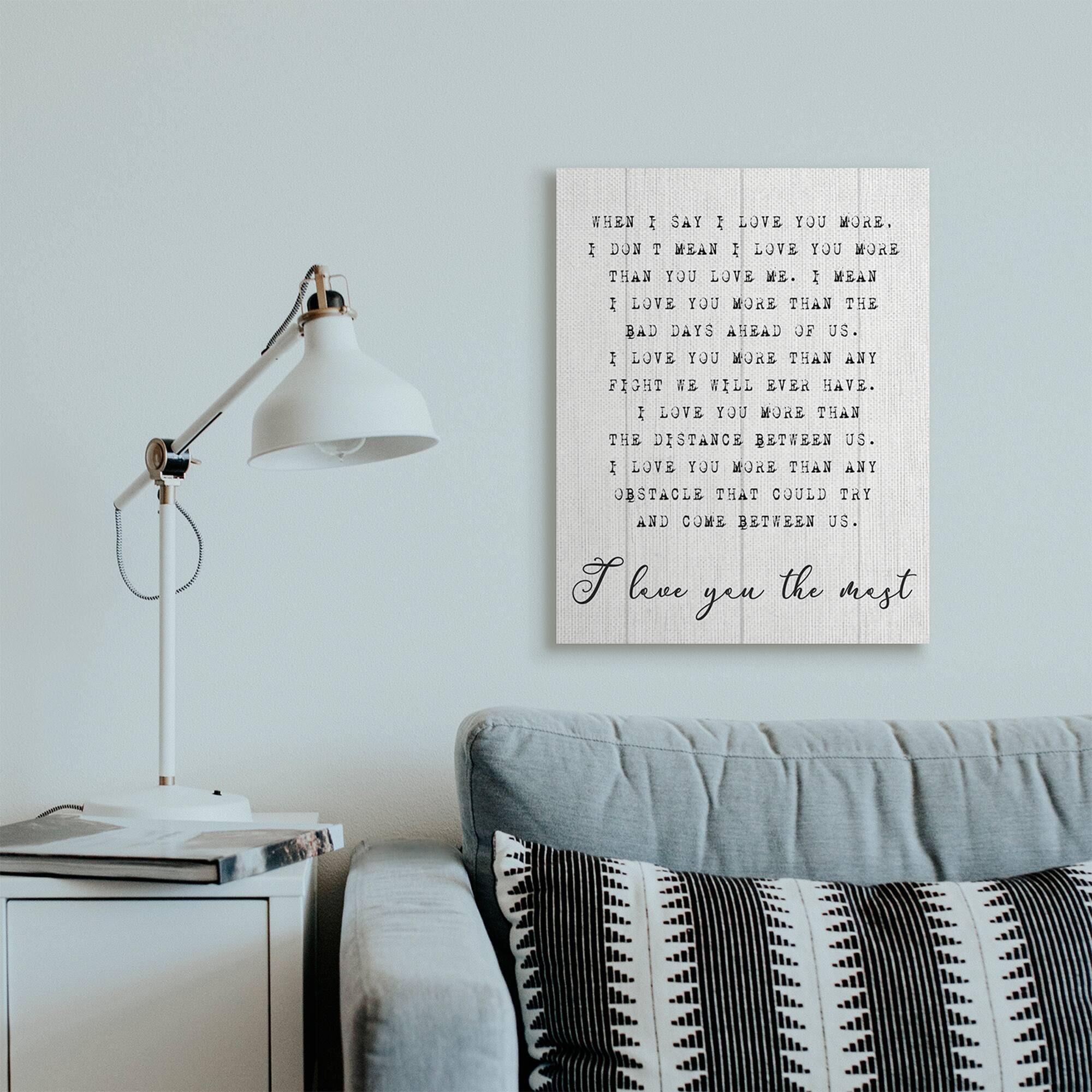 Stupell Industries Inspirational I Love You The Most Canvas Wall Art