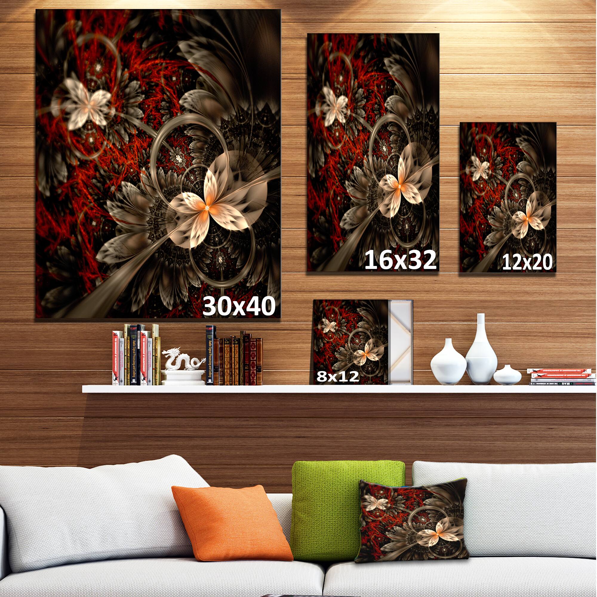 Designart - Red and Orange Fractal Flower Pattern