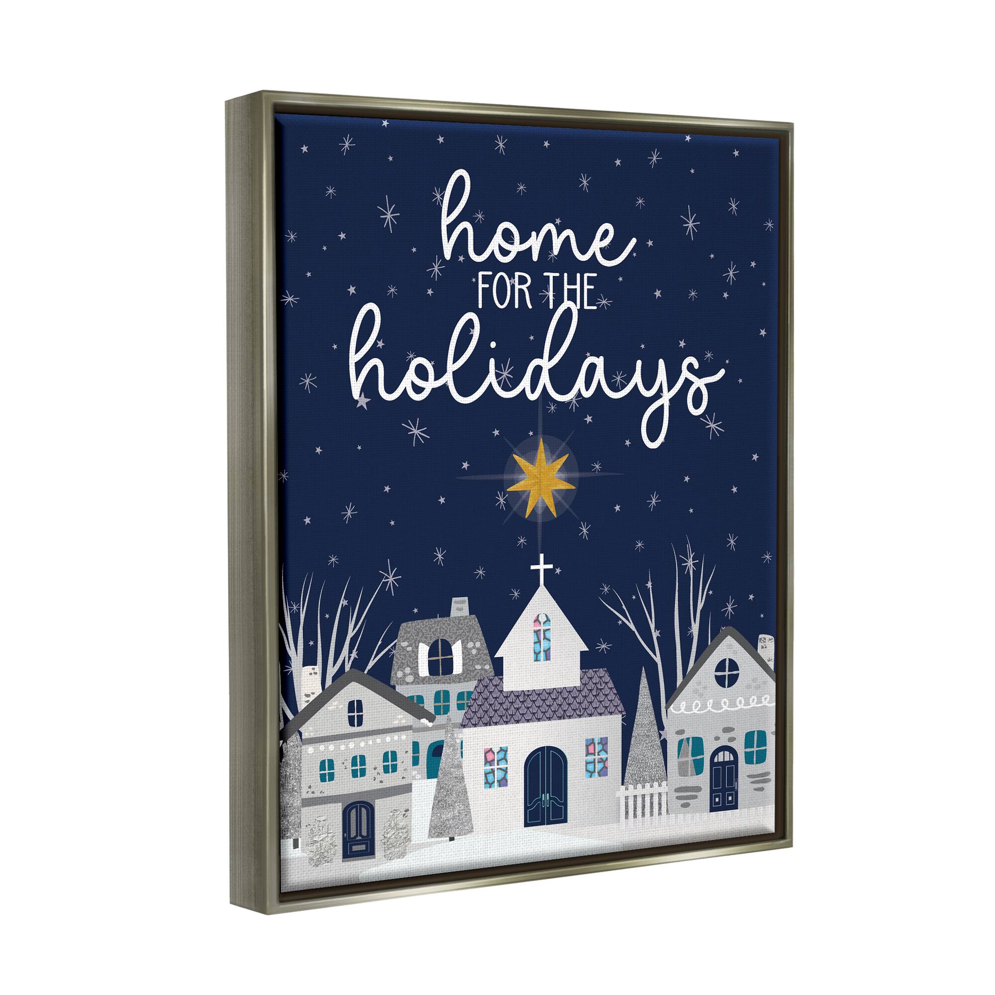 Stupell Industries Home For The Holidays Night Sky Framed Floater Canvas Wall Art