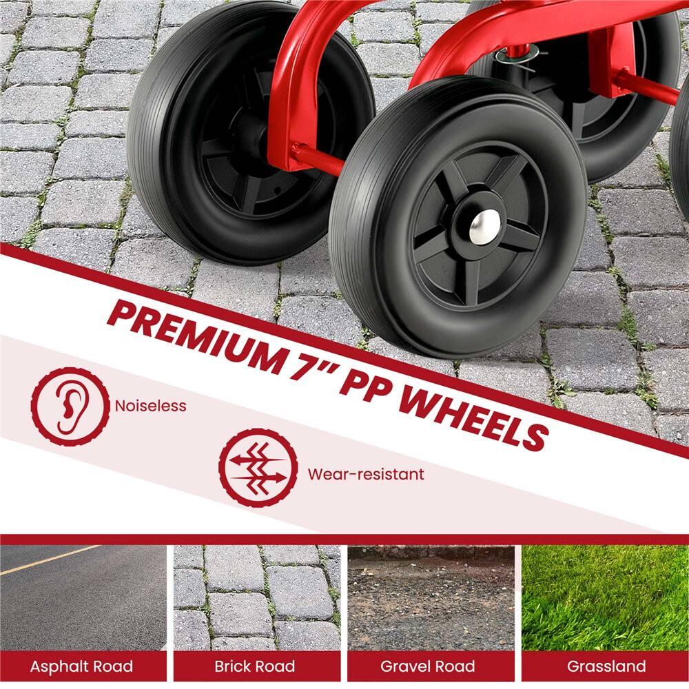 Costway Rolling Garden Cart Heavy Duty Height Adjustable Swivel Work Seat
