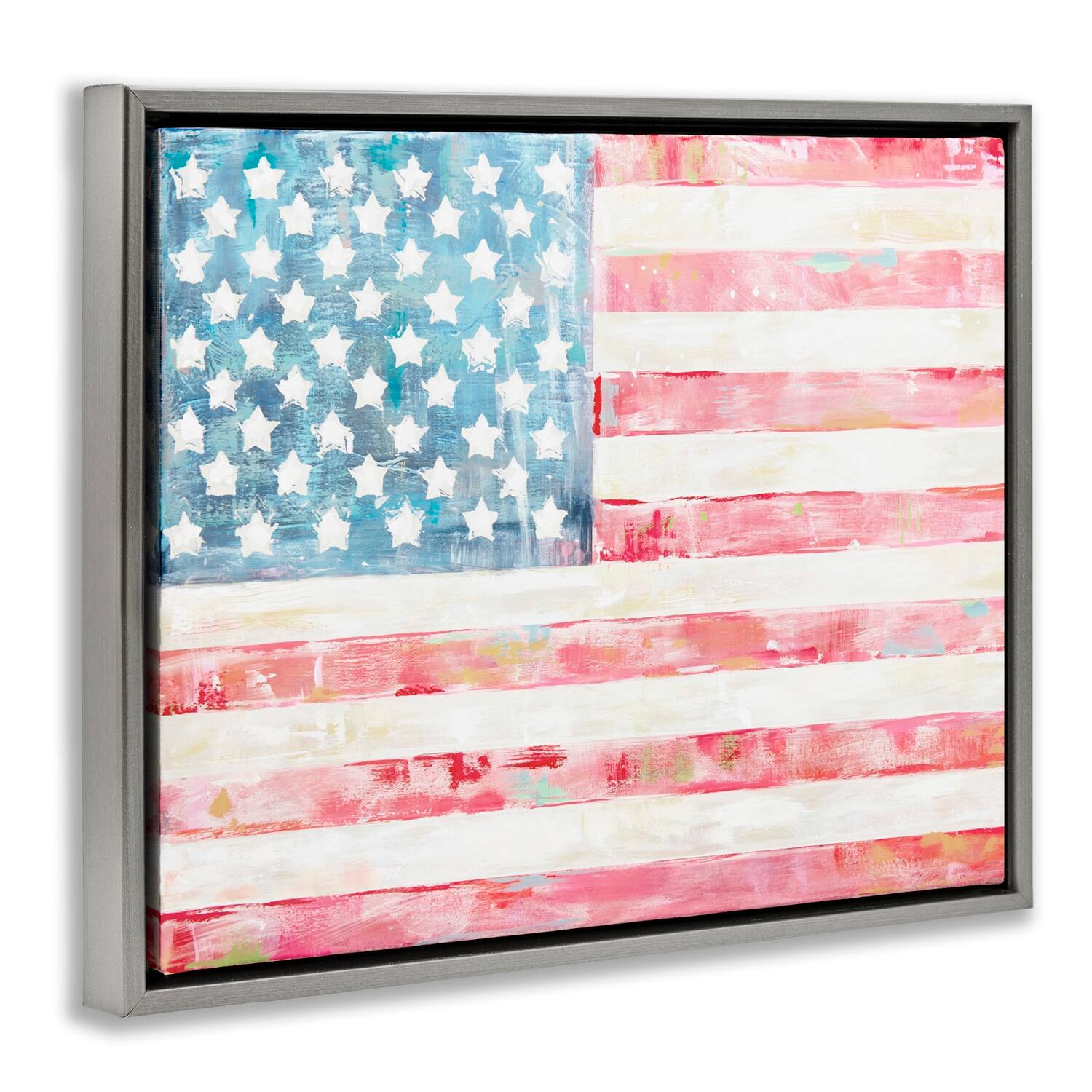 Stupell Industries Patriotic Brushed Flag Floater Framed Art