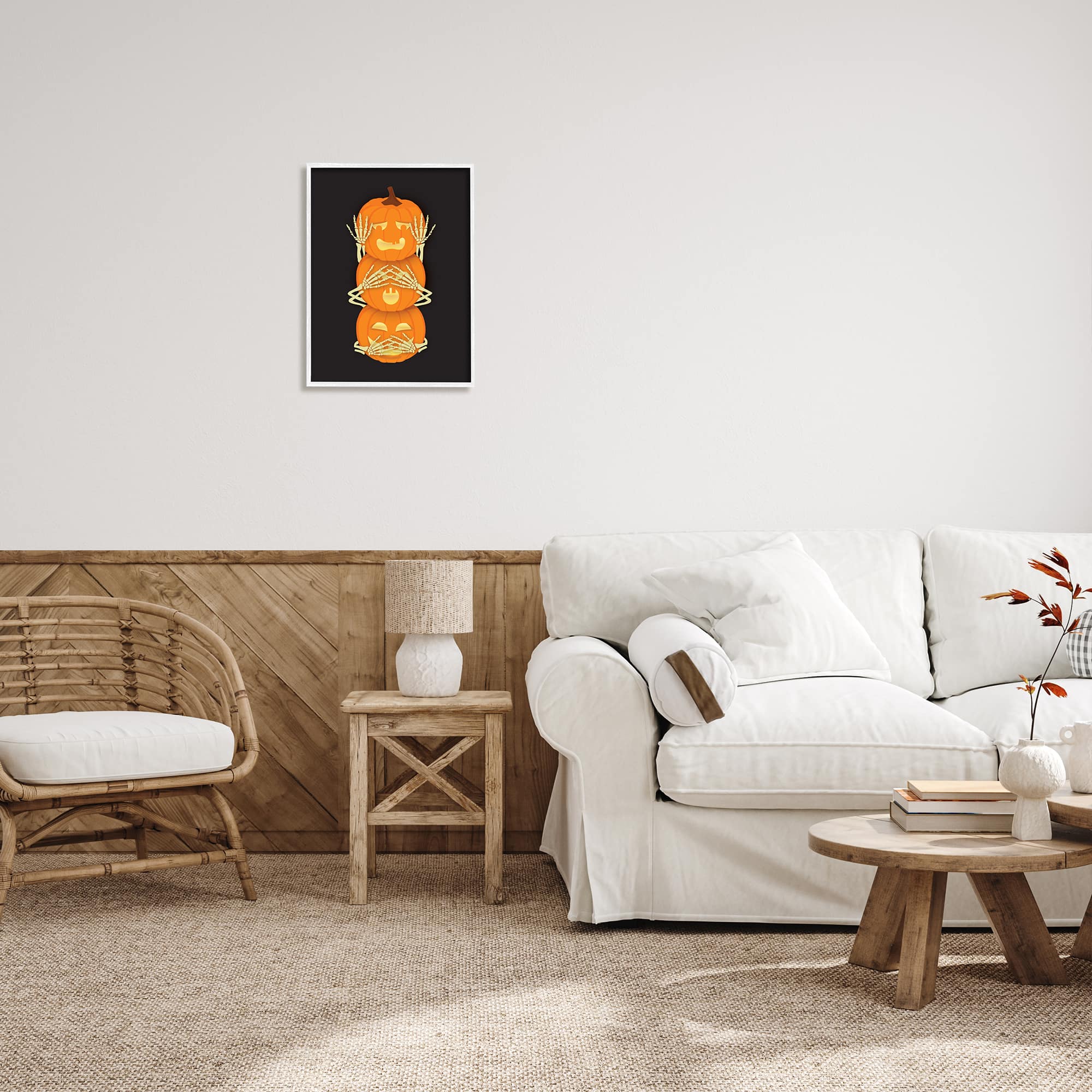 Stupell Industries Hear See Speak No Evil Pumpkins Framed Giclee Art