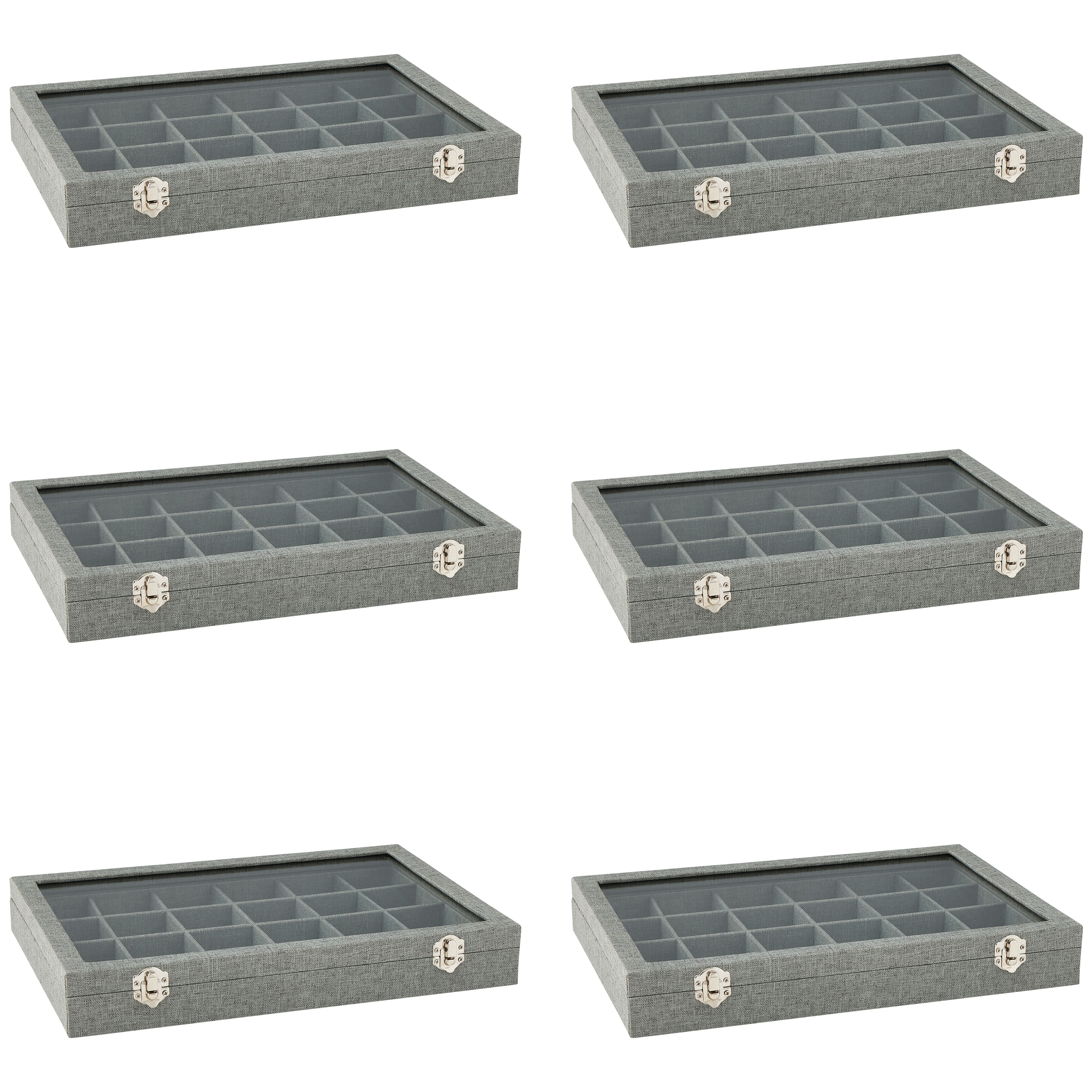 6 Pack: Gray Jewelry Tray with Lid by Bead Landing™