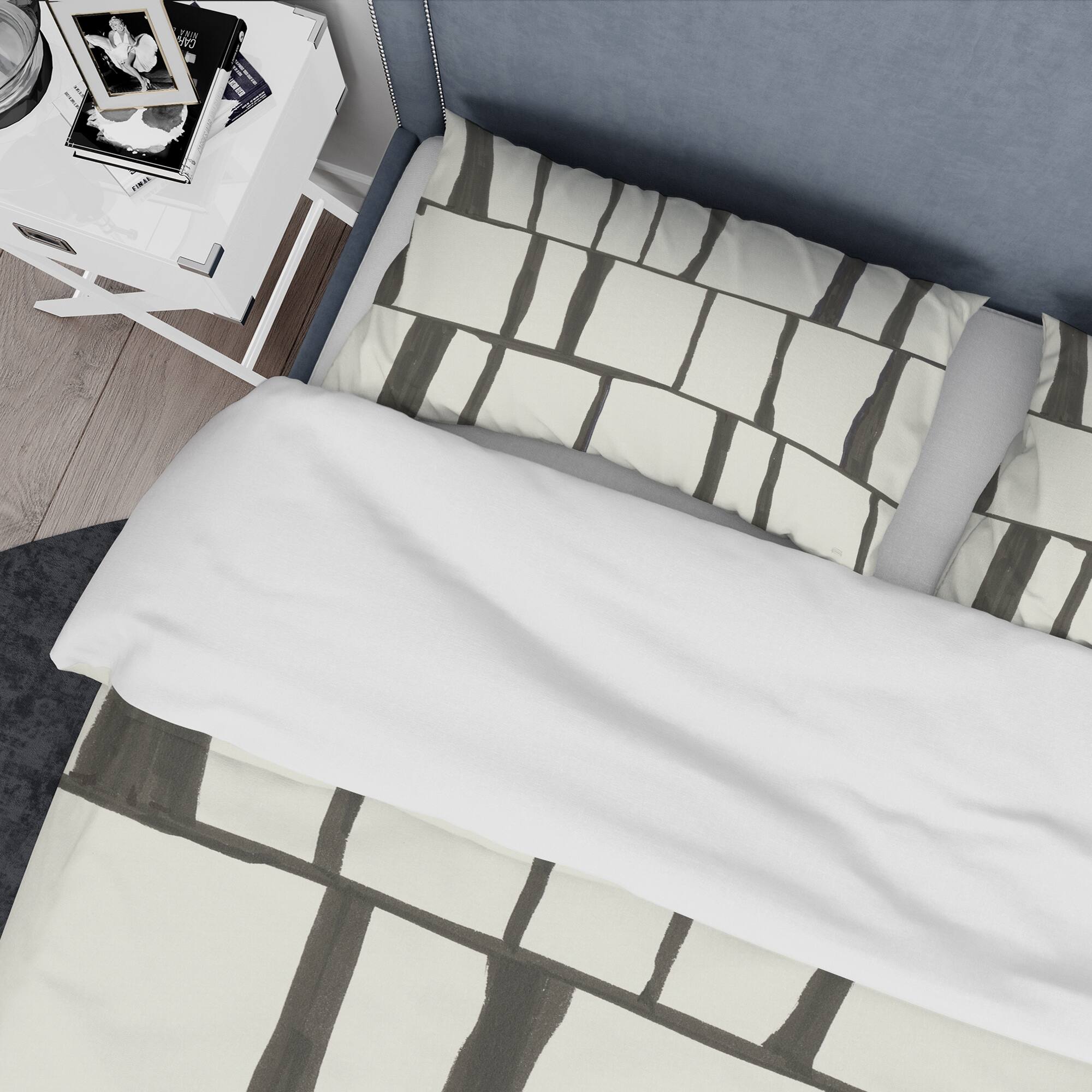 Designart 'minimalist black and white I' Geometric Bedding Set - Duvet Cover & Shams