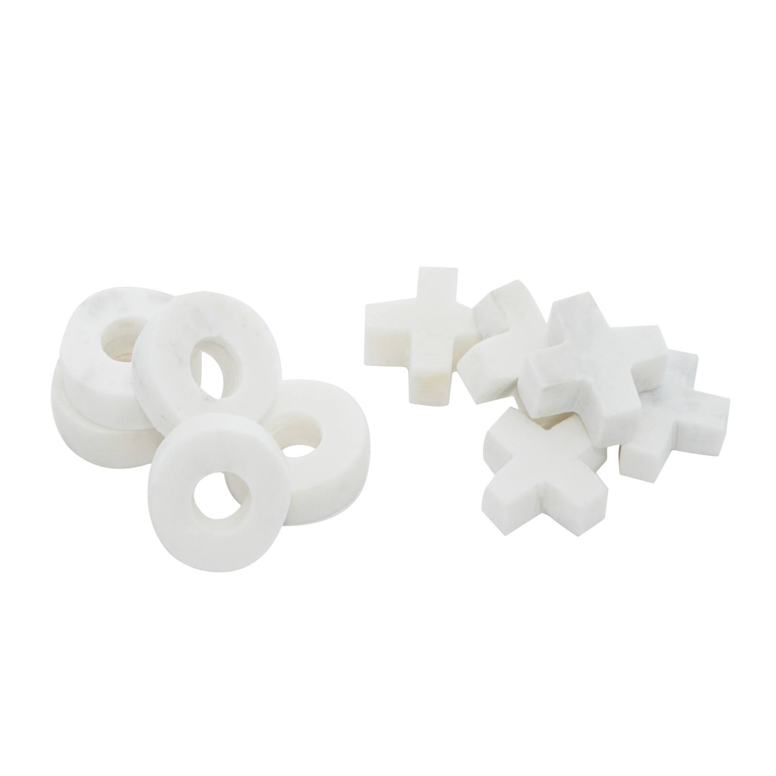 White Marble Tic-Tac-Toe Game Set