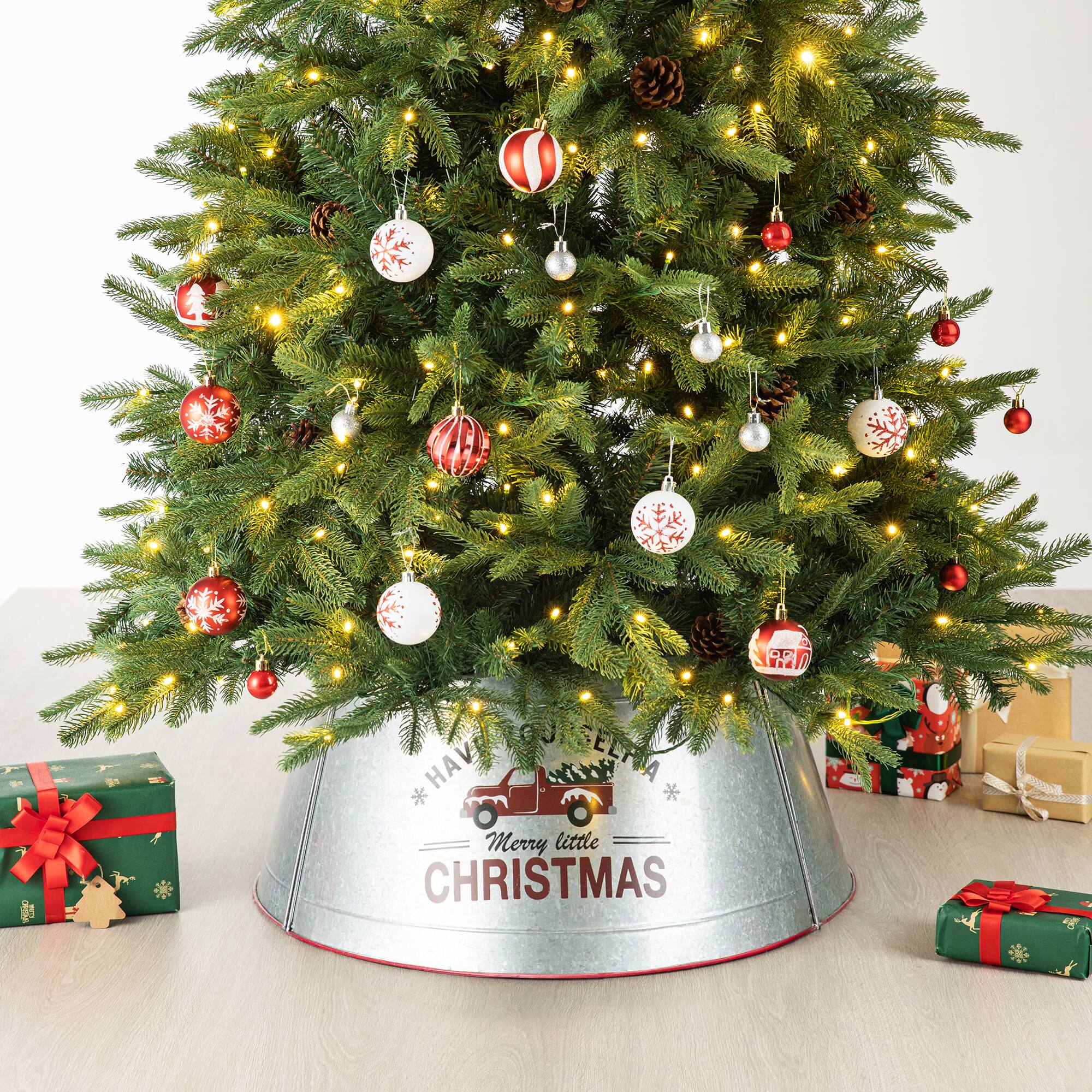 Glitzhome® Silver 26" Truck Metal Tree Collar
