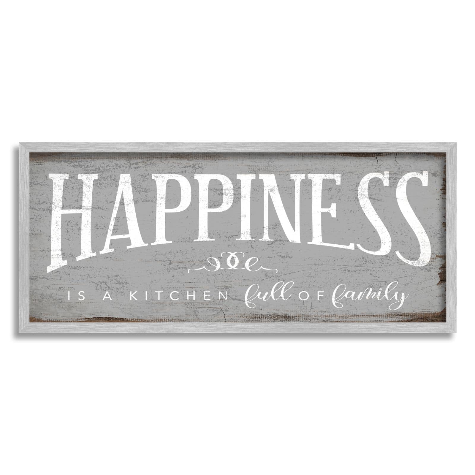 Stupell Industries Happiness is A Full Kitchen Phrase Distressed Paint Framed Wall Art
