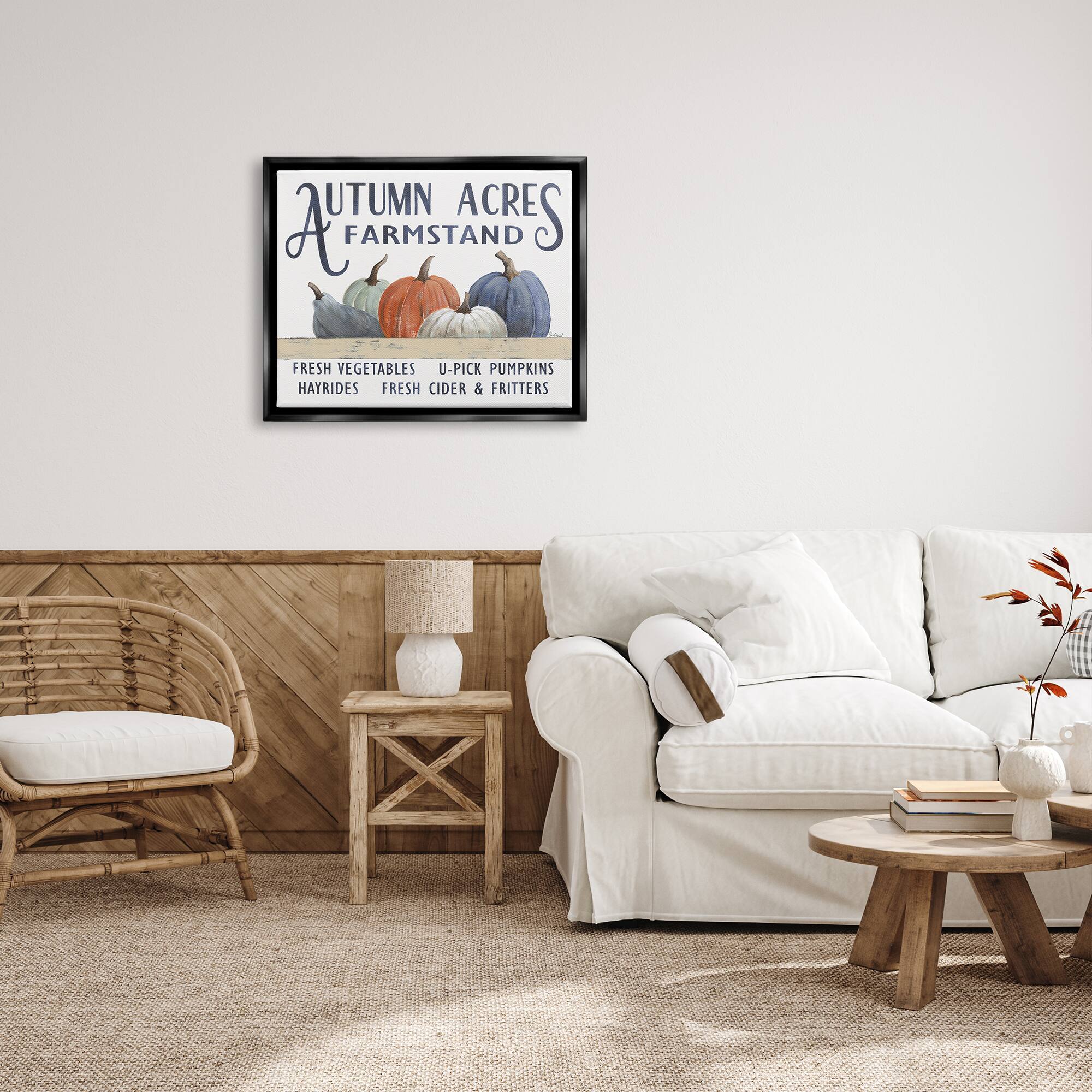 Stupell Industries Autumn Acres Farmstand Framed Floater Canvas Wall Art