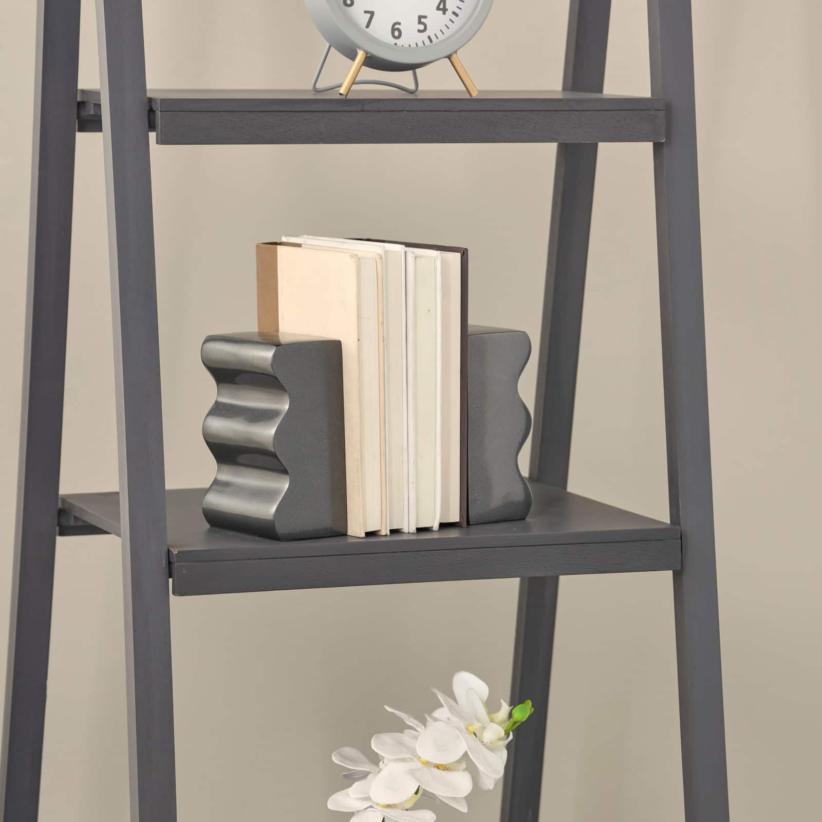 6" Wave Aluminum Bookends Set
