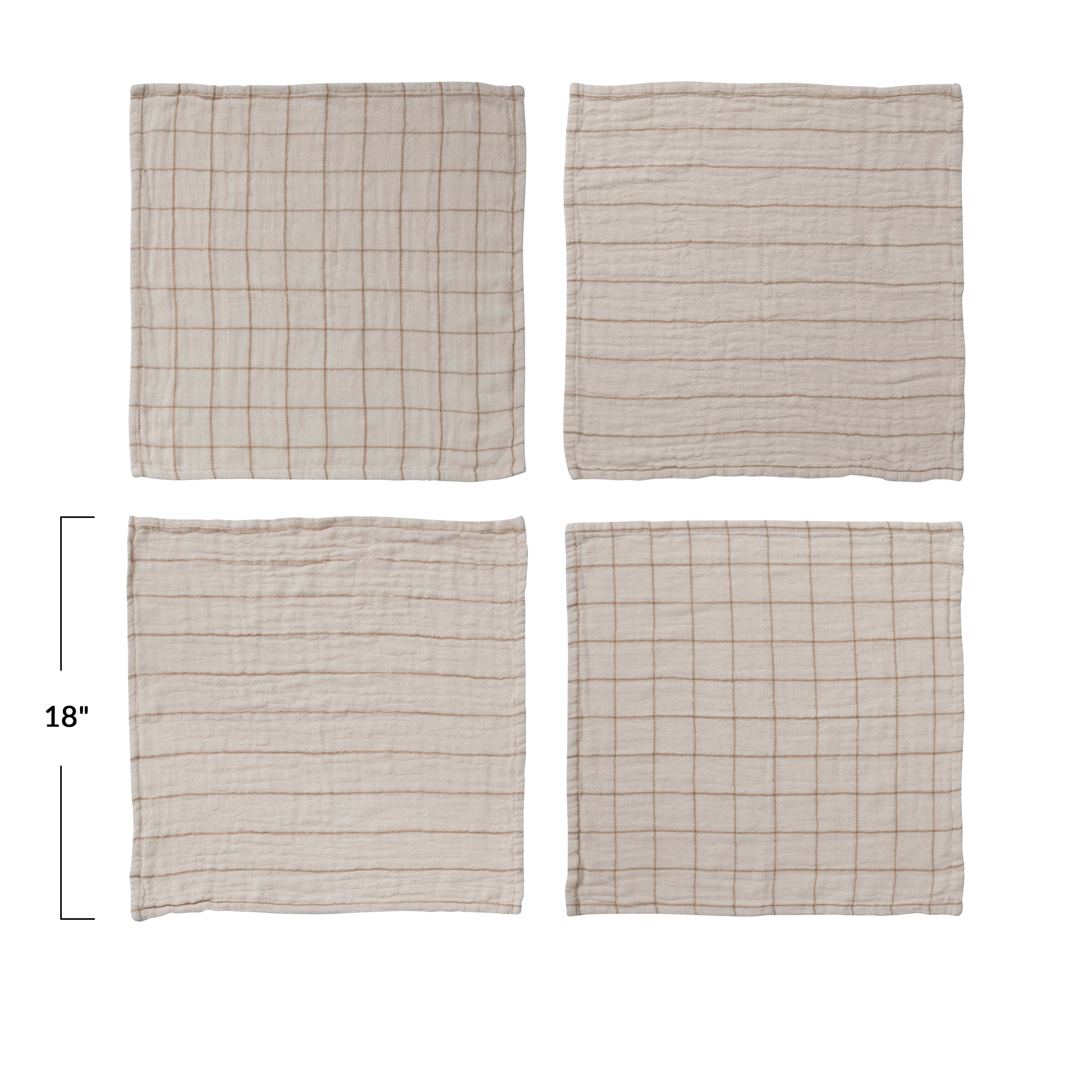 Hello Honey® Cream & Taupe Square Double Cotton Napkin Set