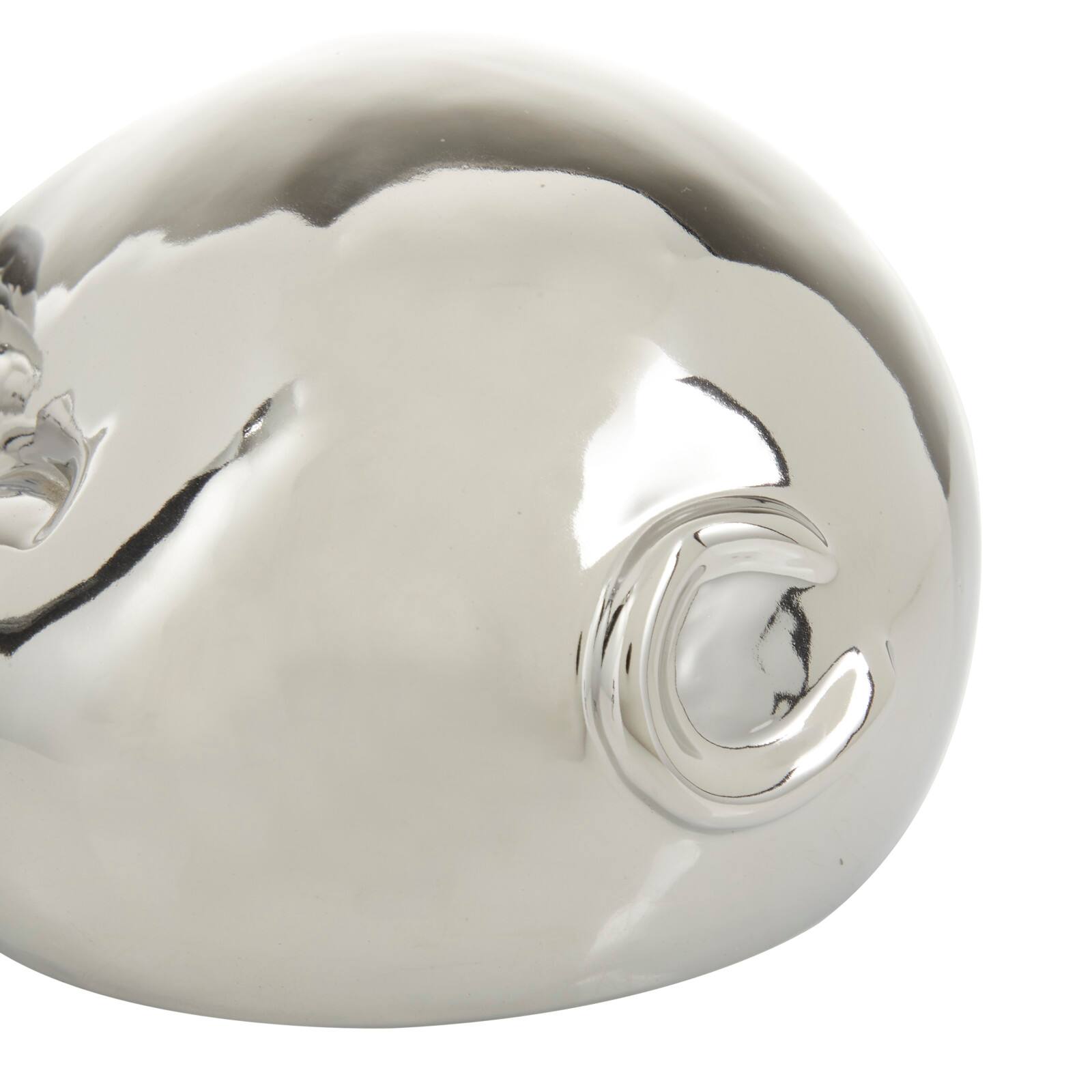 CosmoLiving by Cosmopolitan Silver Porcelain Contemporary Sculpture, 5" x 13" x 9"
