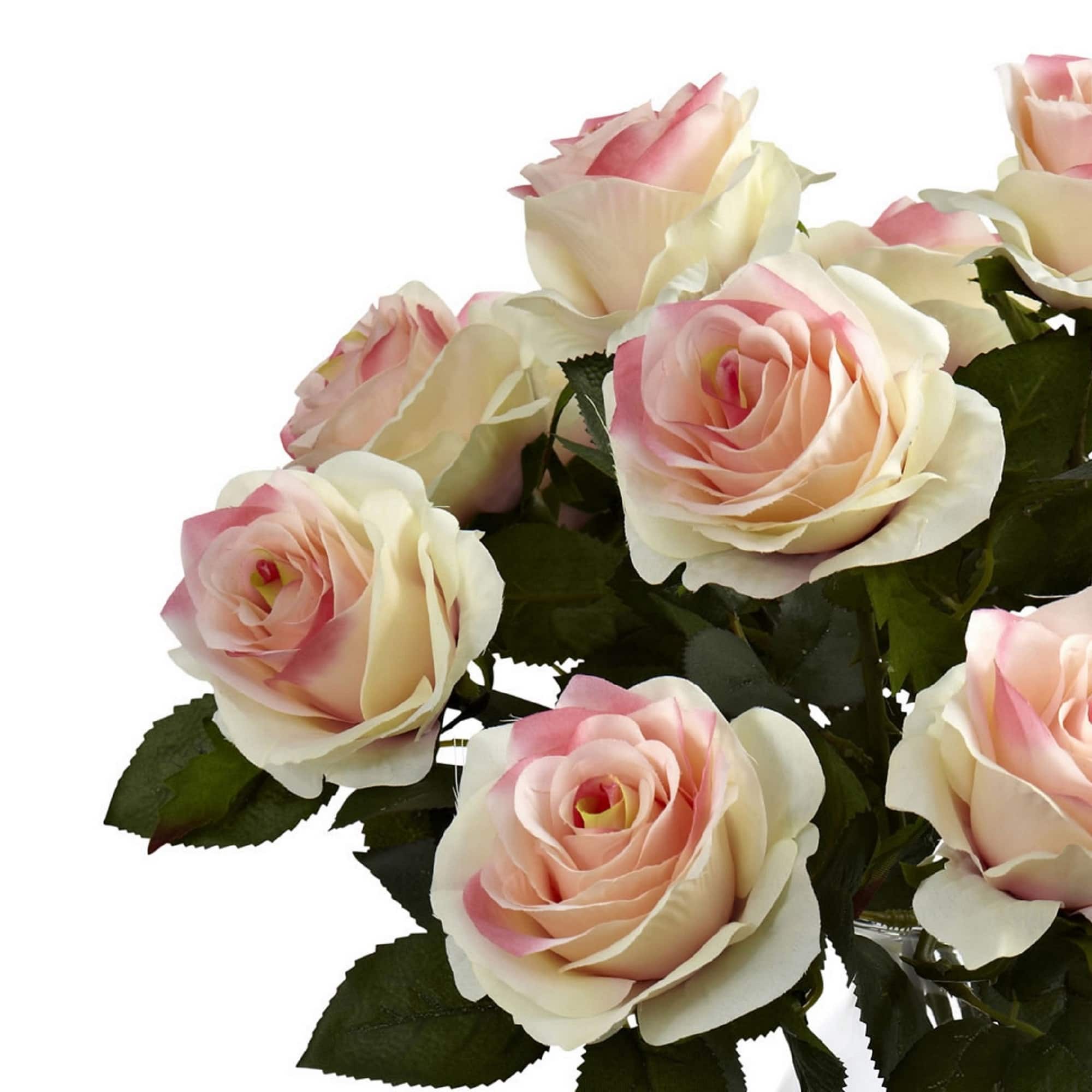 18" Blooming Light Pink Roses in Decorative Vase