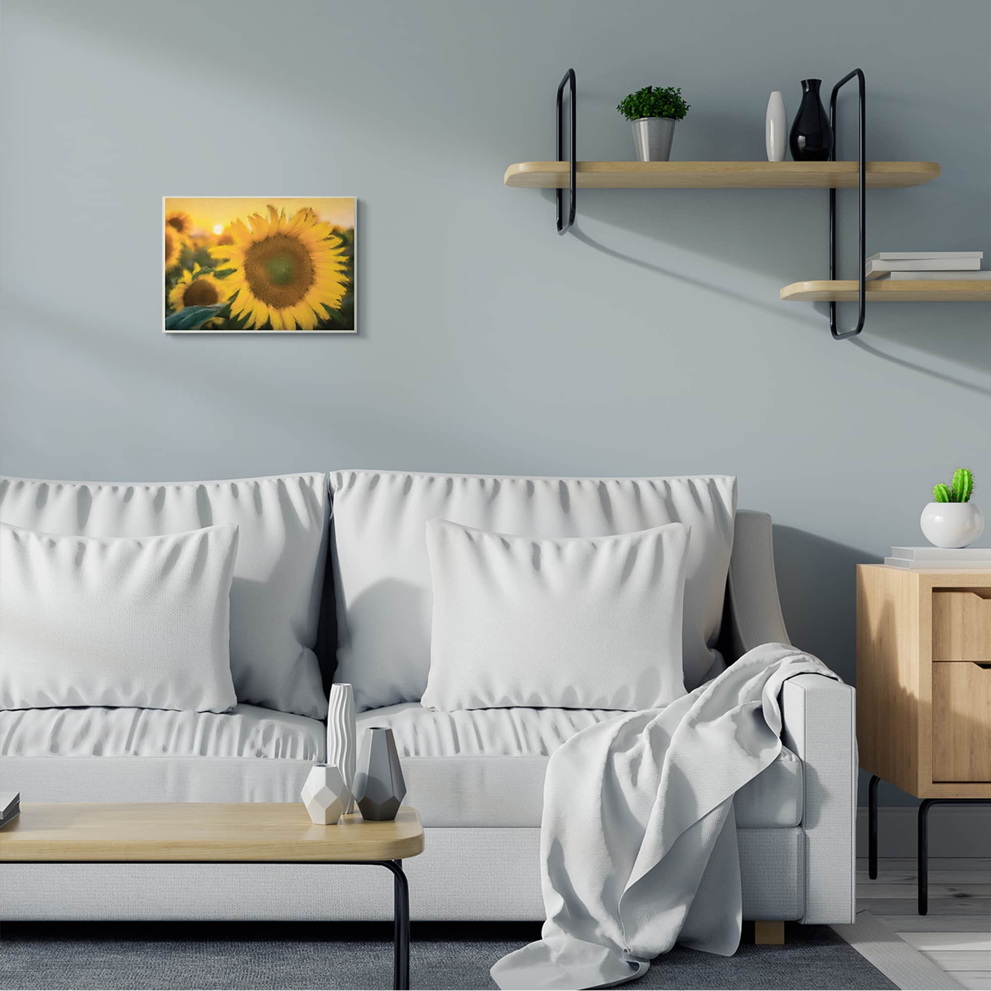 Stupell Industries Realistic Soft Edges Sunflower Field Sunrise Wall Art