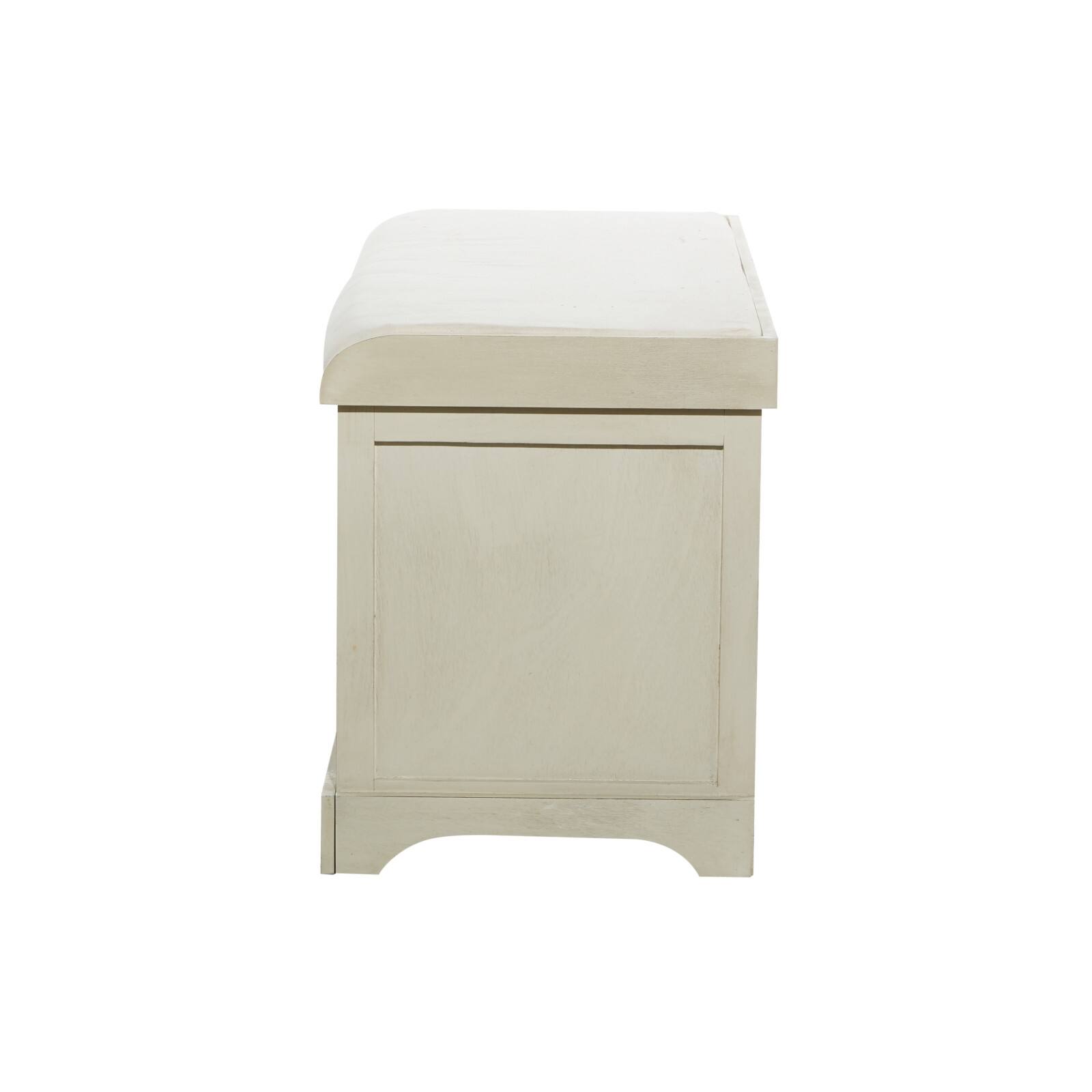 White Traditional Wood Storage Bench, 20" x 34"