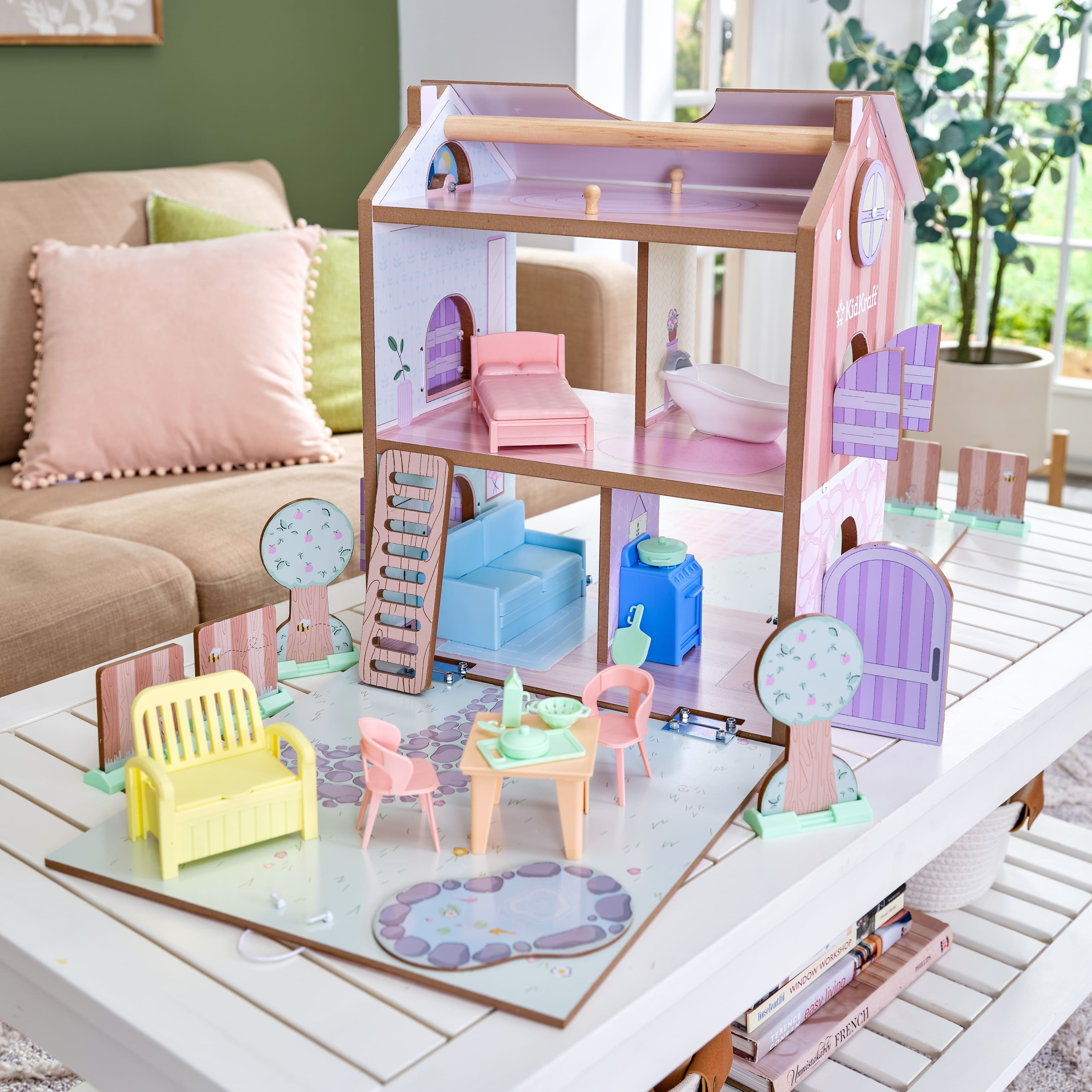 KidKraft Play & Store Cottage Wooden Dollhouse with 36 Accessories