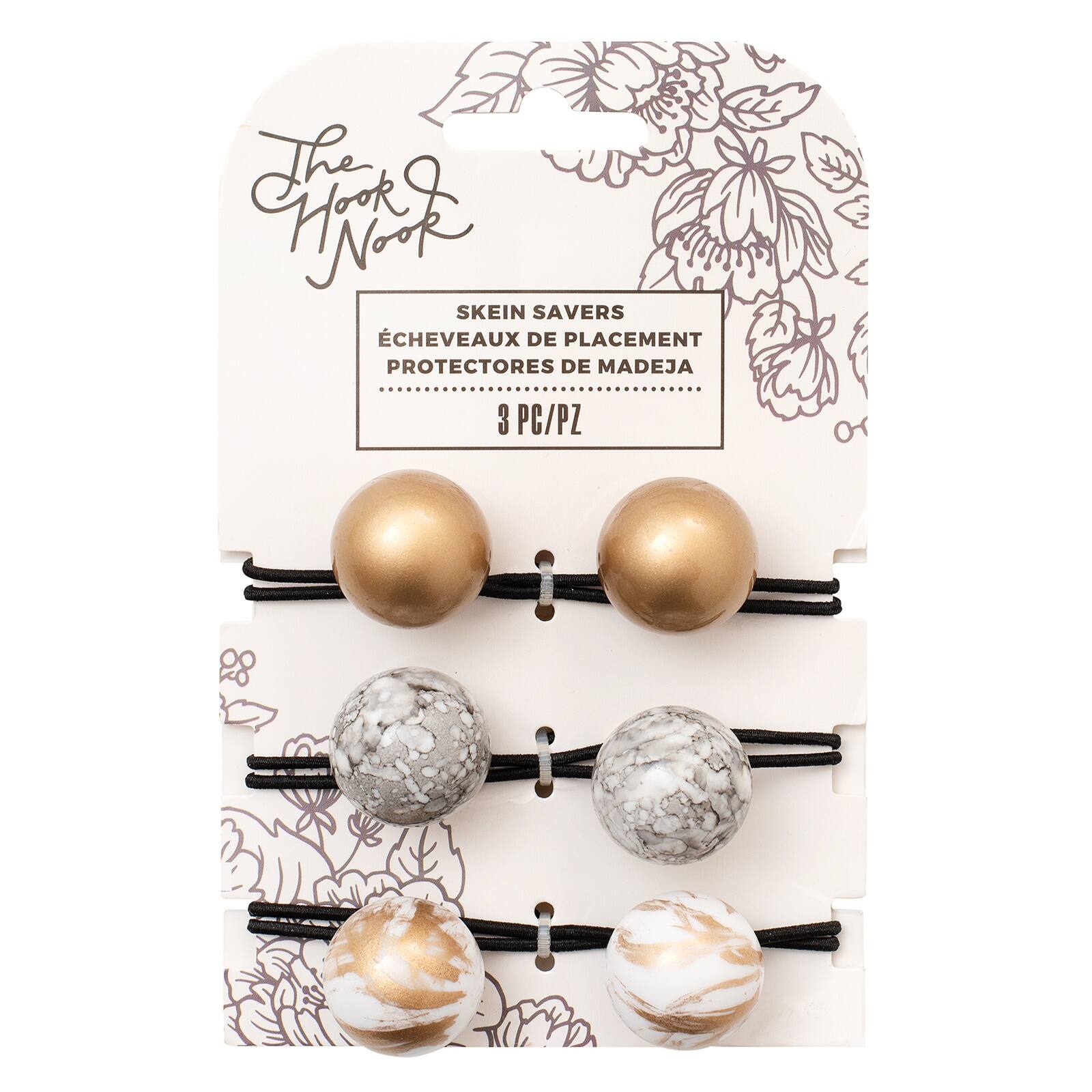 American Crafts™ Gold, Grey & White Marble Skein Savers, 3ct. 
