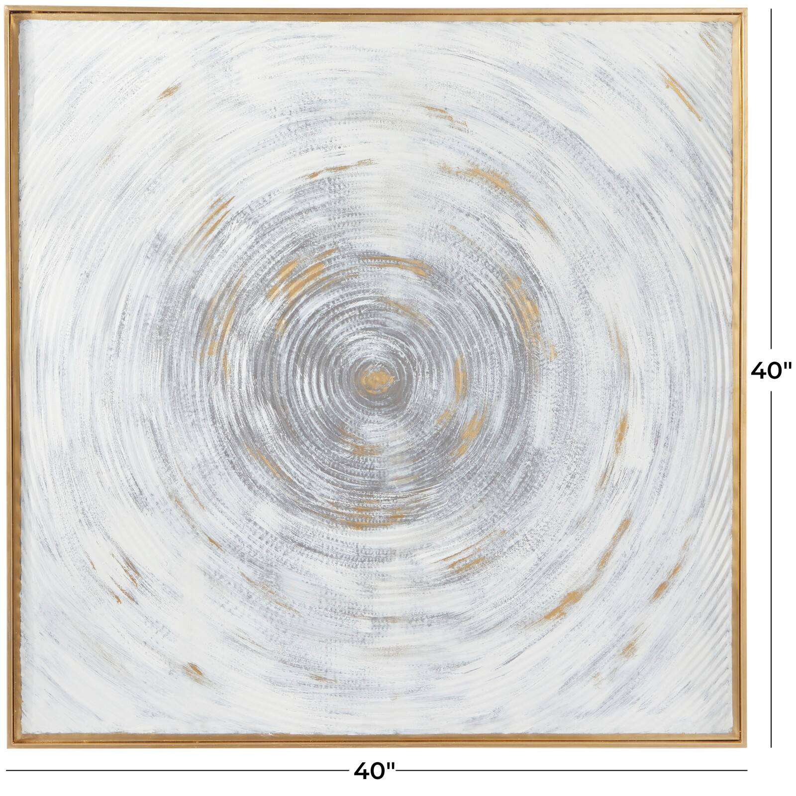 White Metal Spiral Starburst Framed Wall Art with Gold Frame 40" x 1" x 40"