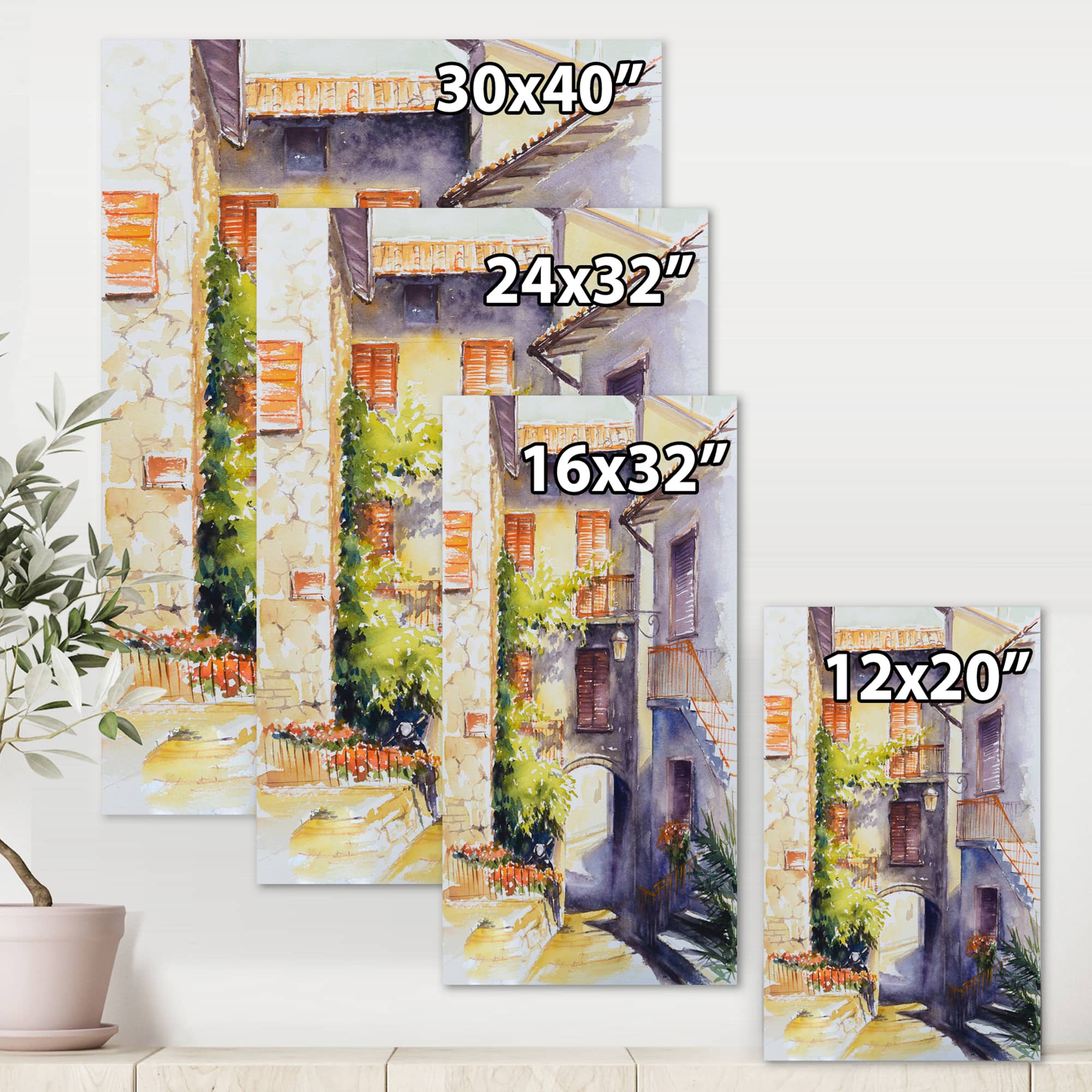 Designart - Rustic and Idyllic Italian VIllage - Country Canvas Wall Art Print