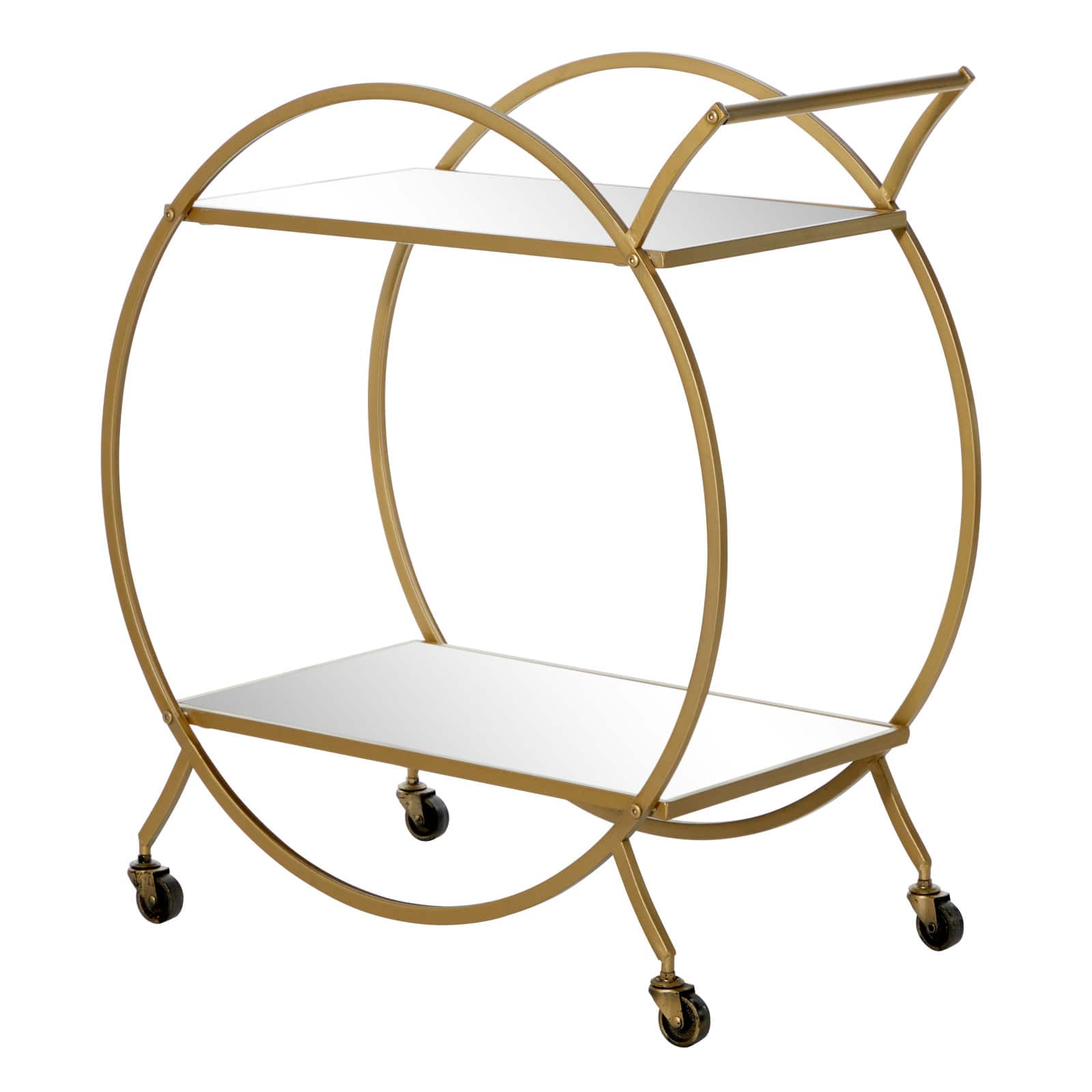 Gold Iron & Mirror Contemporary Bar Cart