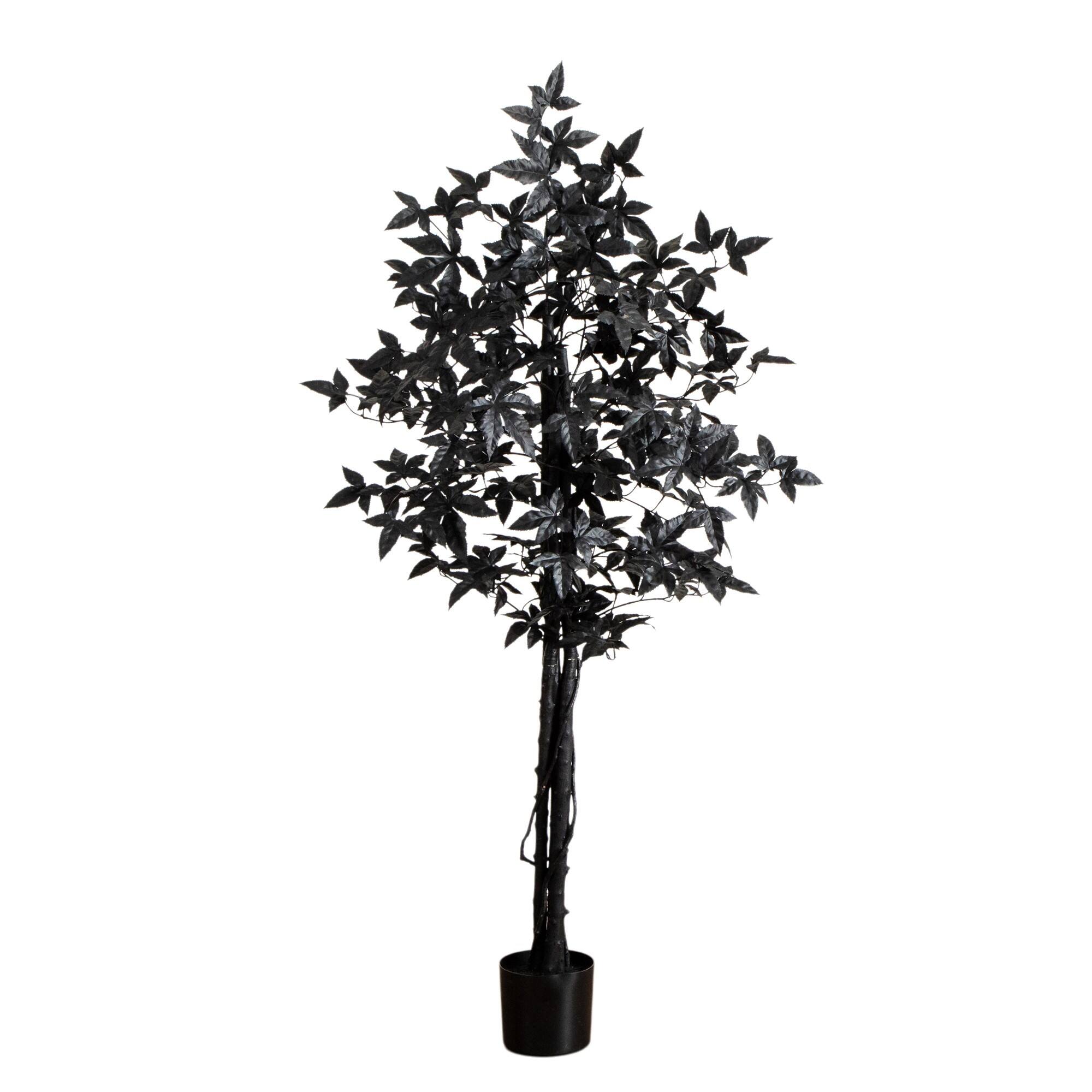5Ft Artificial Halloween Black Maple Tree with Natural Trunk By Nearly Natural | 28" x 28" x 60" | Michaels®