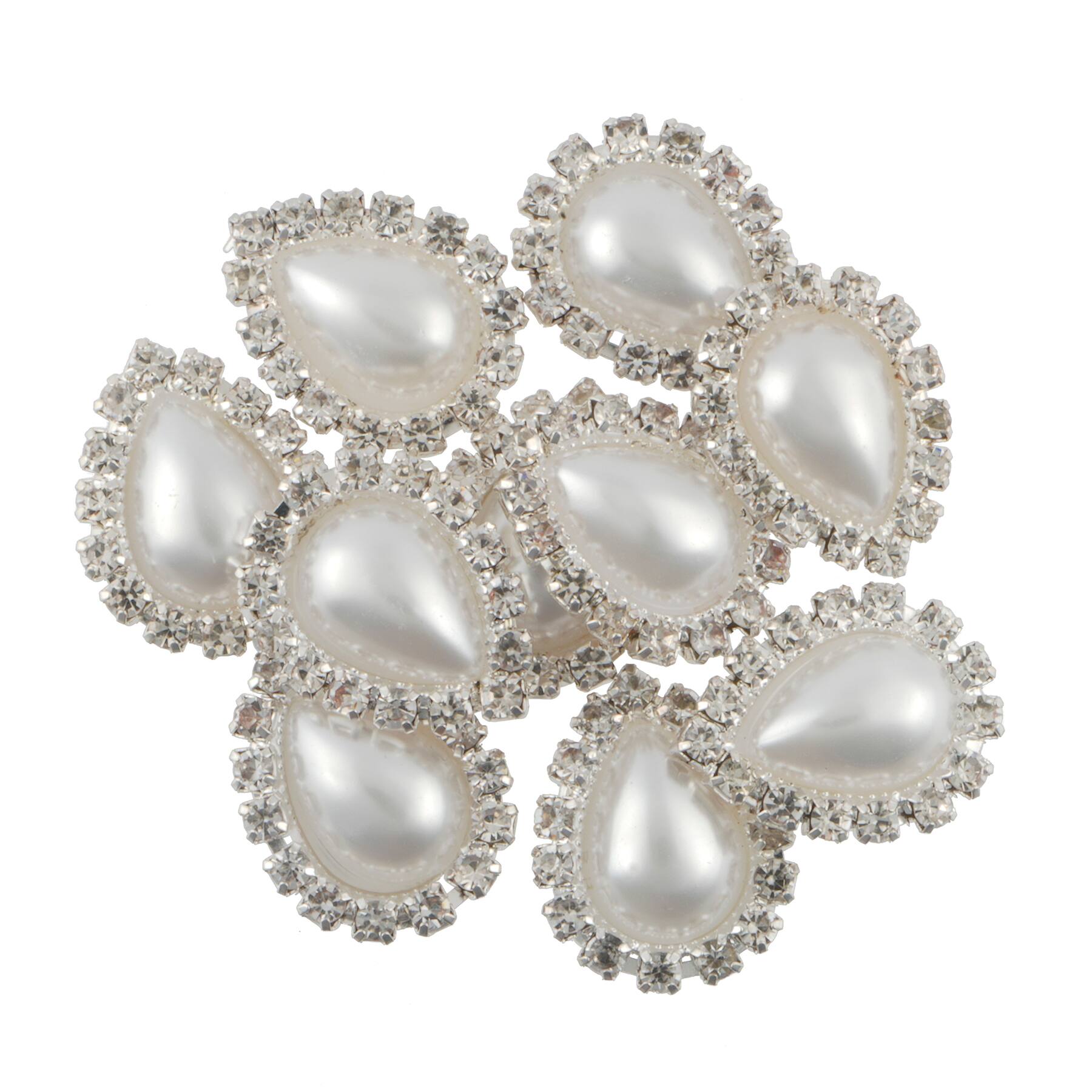 20.5mm Glass Rhinestone & Plastic Pearl Flatback Teardrops, 10ct. by Bead Landing™