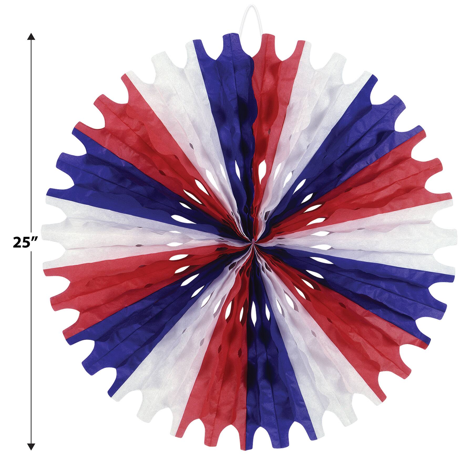Beistle 25" Red, White & Blue Tissue Fans, 2ct.