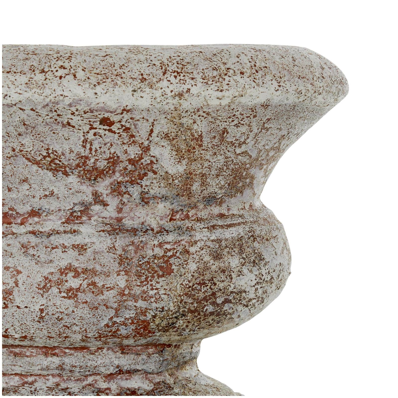 10.5" Brown Ceramic Antique Style Textured Wide Vase with Copper Accents