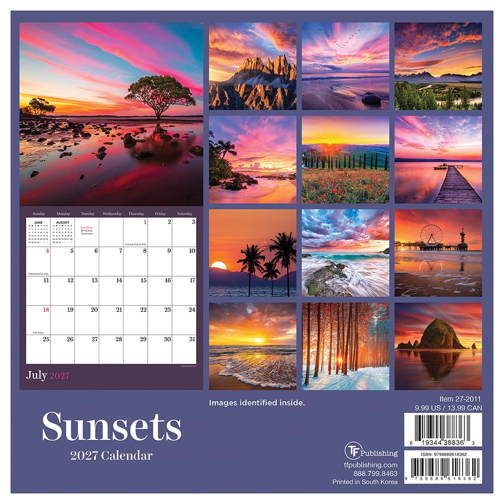 2027 Sunsets Mini Calendar