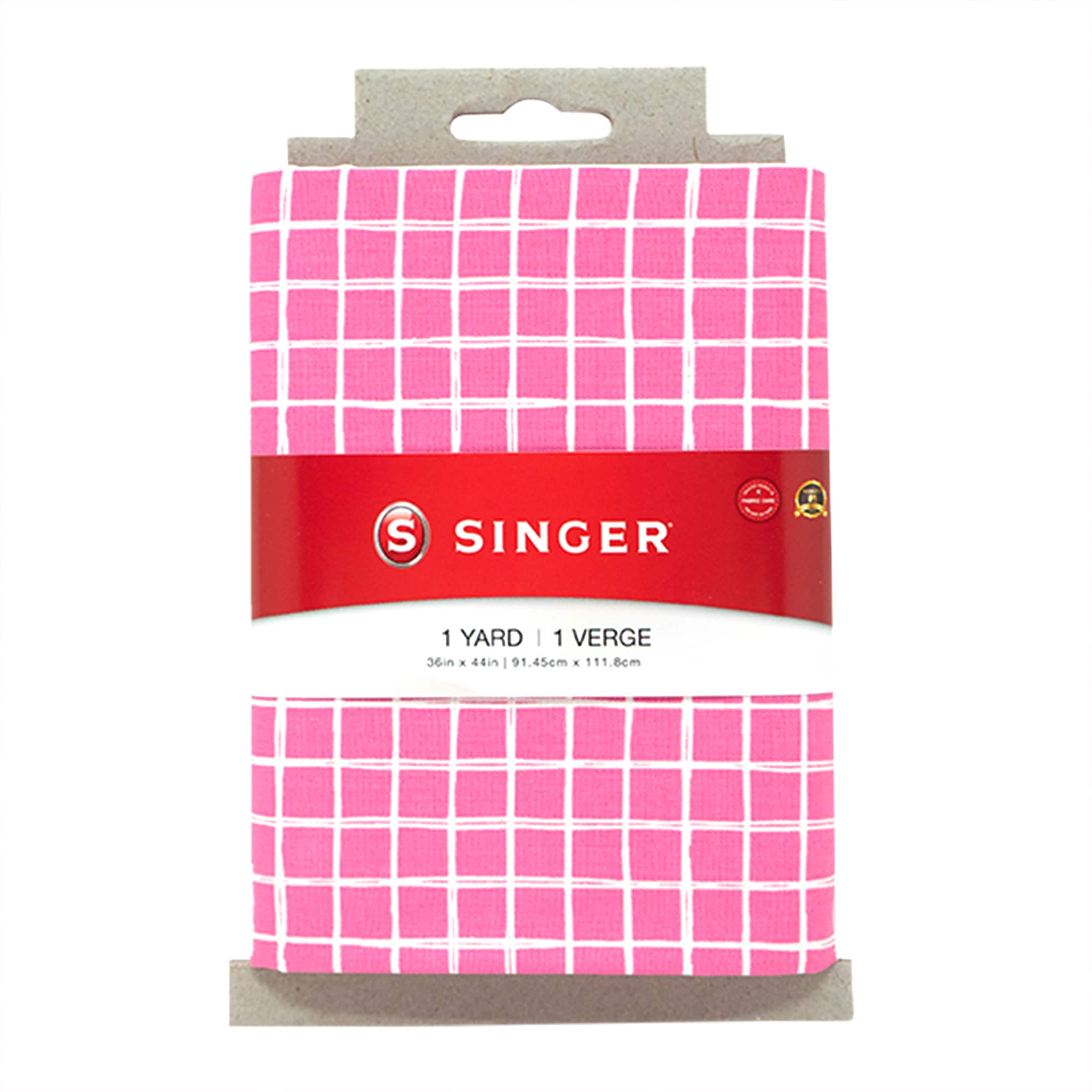SINGER Pink Plaid Print Cotton Fabric