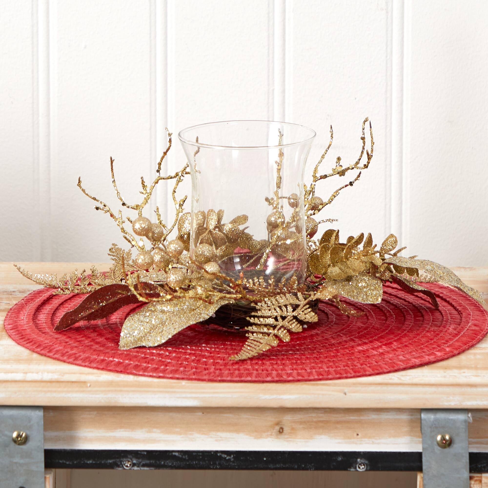 10" Golden Artificial Christmas Candelabrum