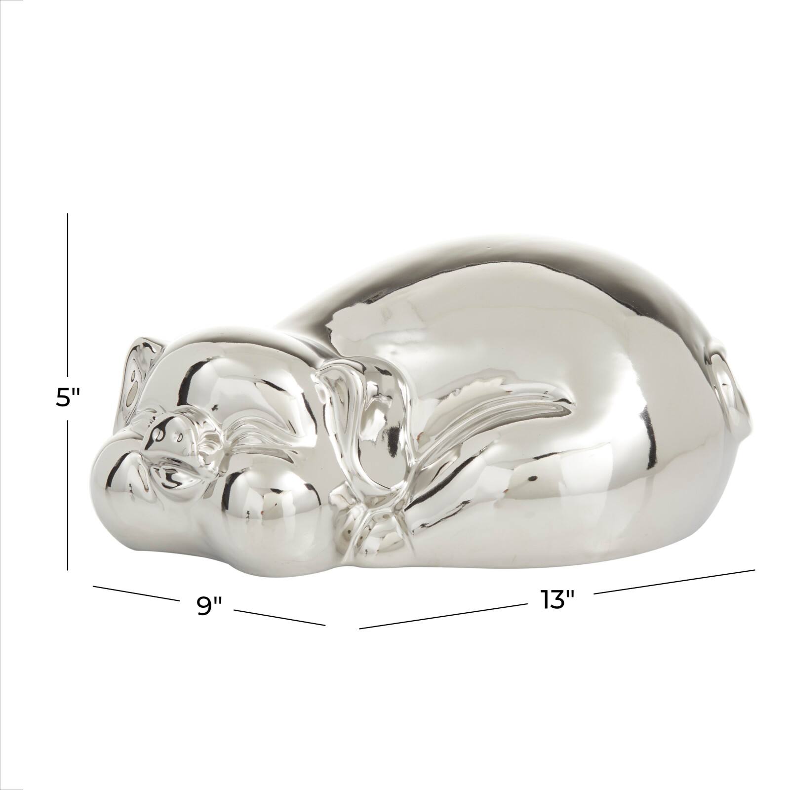 CosmoLiving by Cosmopolitan Silver Porcelain Contemporary Sculpture, 5" x 13" x 9"