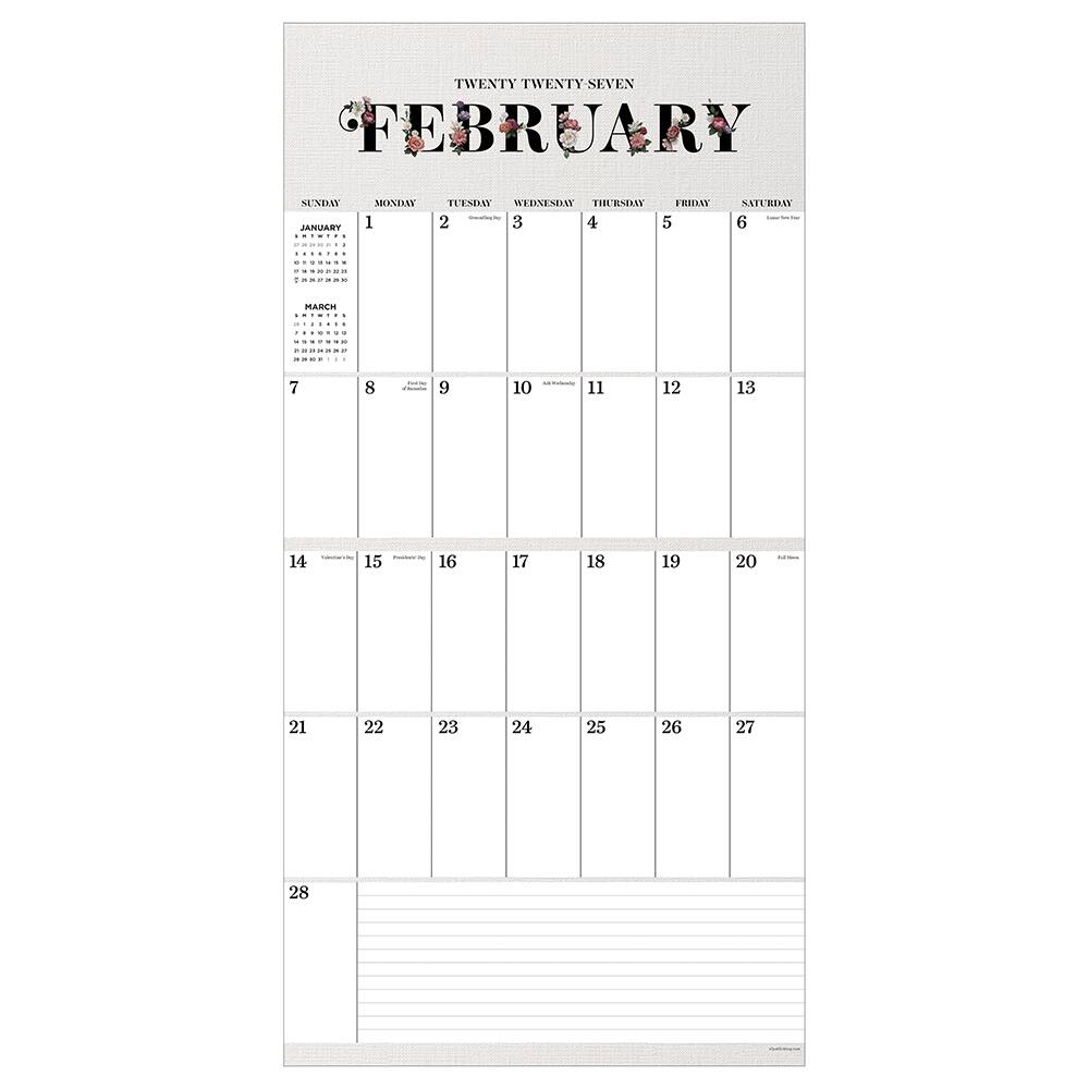 2027 Big Grid-Floral Wall Calendar