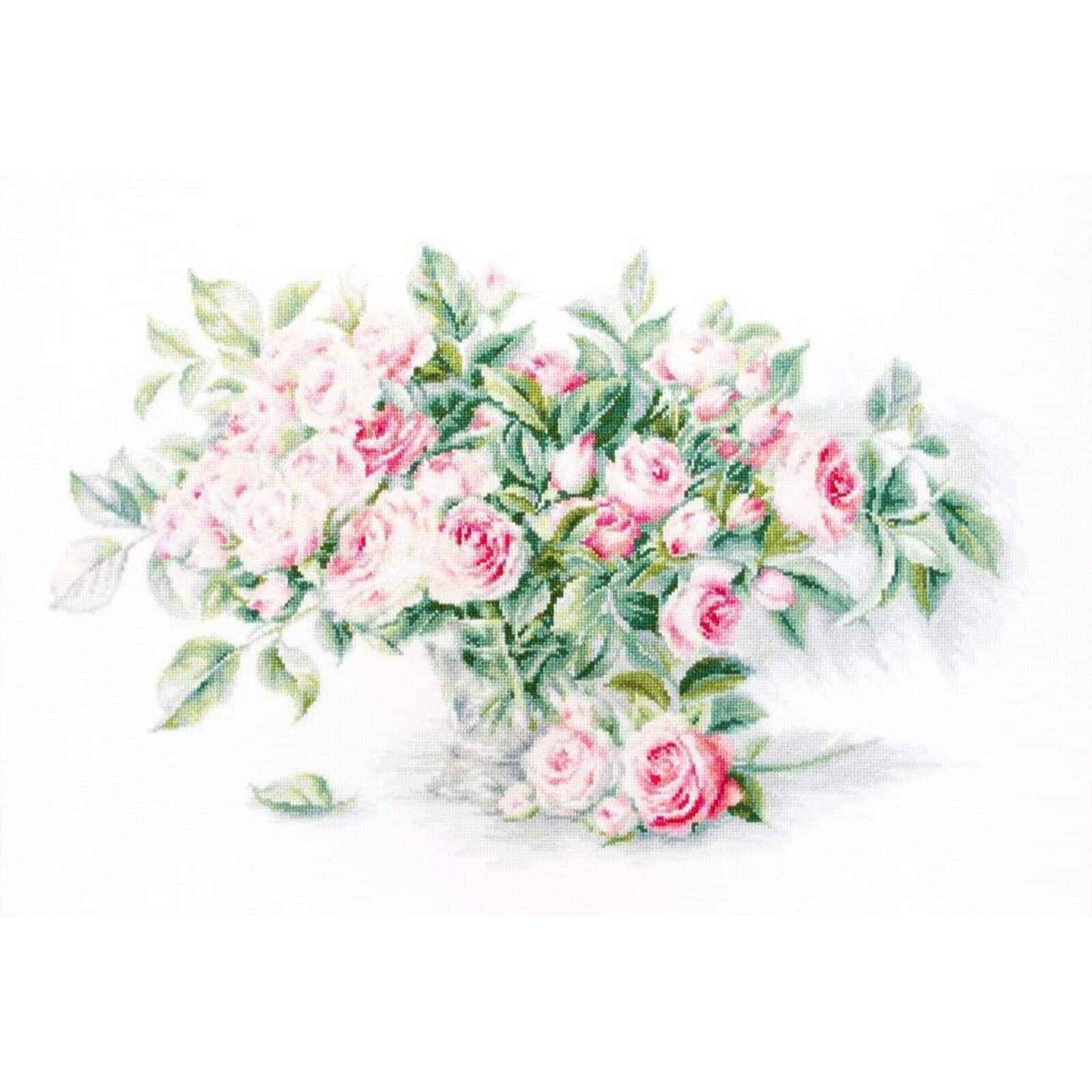 Luca-s Bouquet Of Pink Roses Counted Cross Stitch Kit