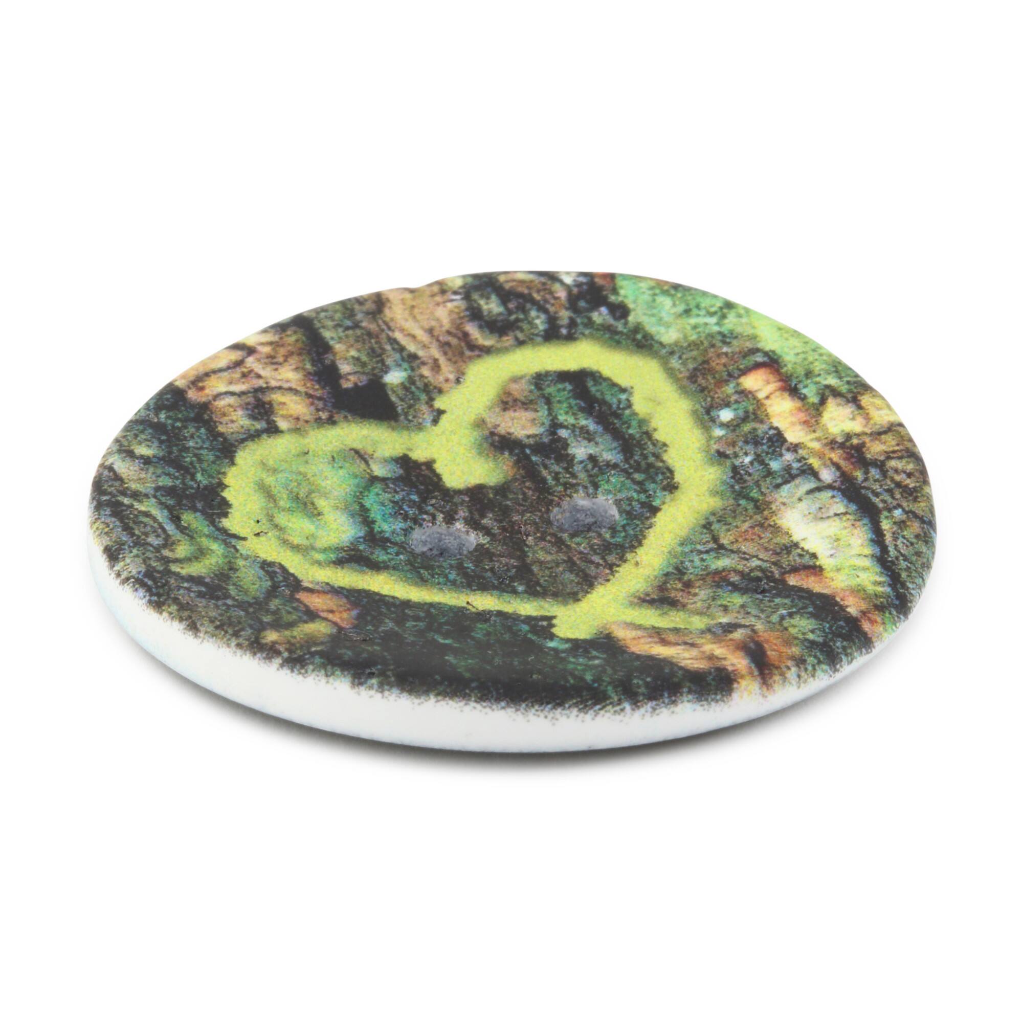 Dritz® 30mm Light Green Sustainable Coconut Round Heart Button, 3ct.