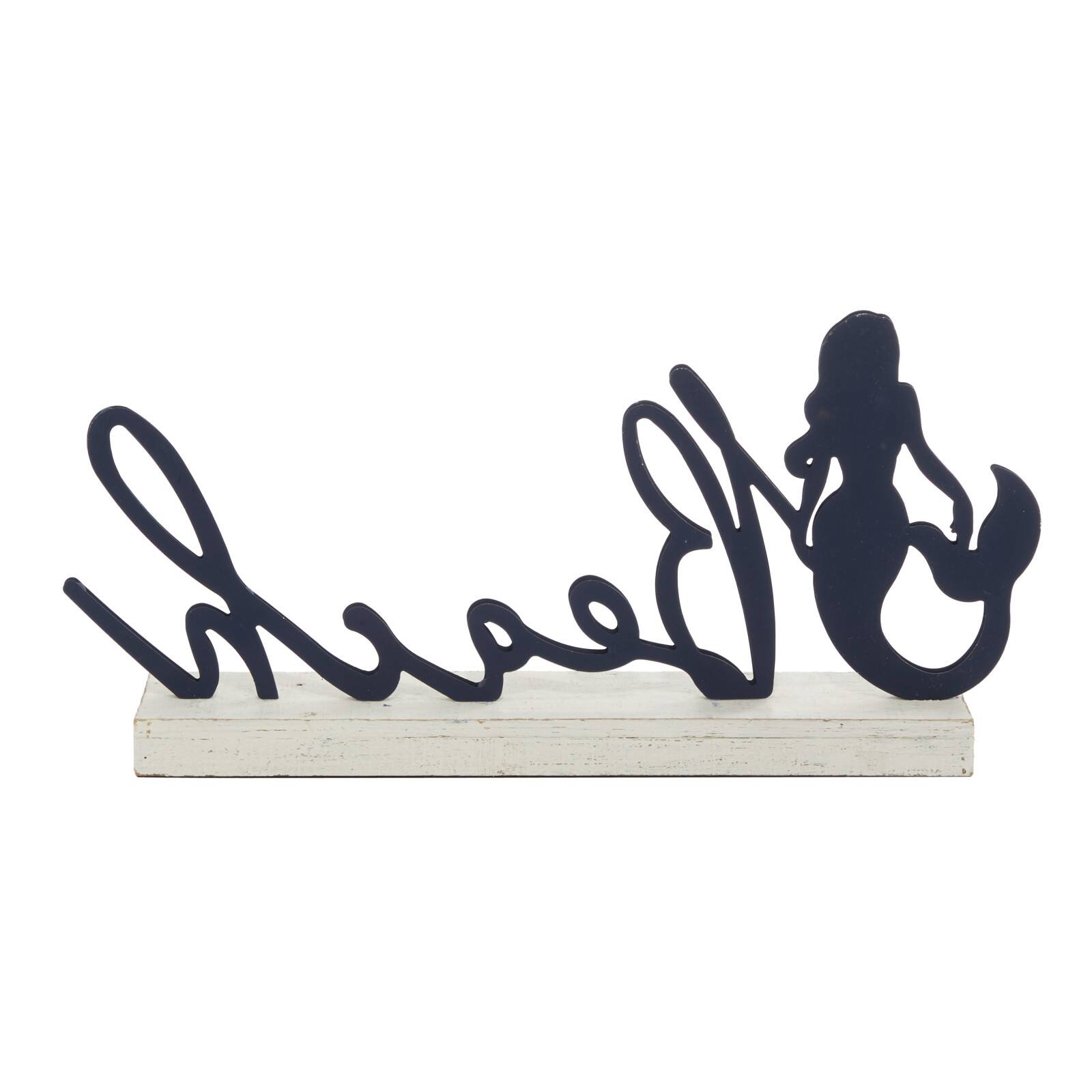 19" Black Wood Coastal Beach Tabletop Sign