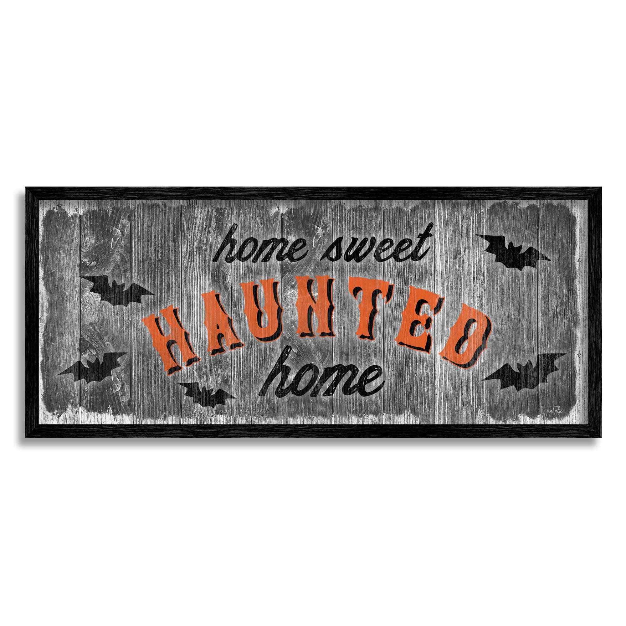 Stupell Industries Sweet Haunted Home Bats Sign Framed Giclée Wall Art