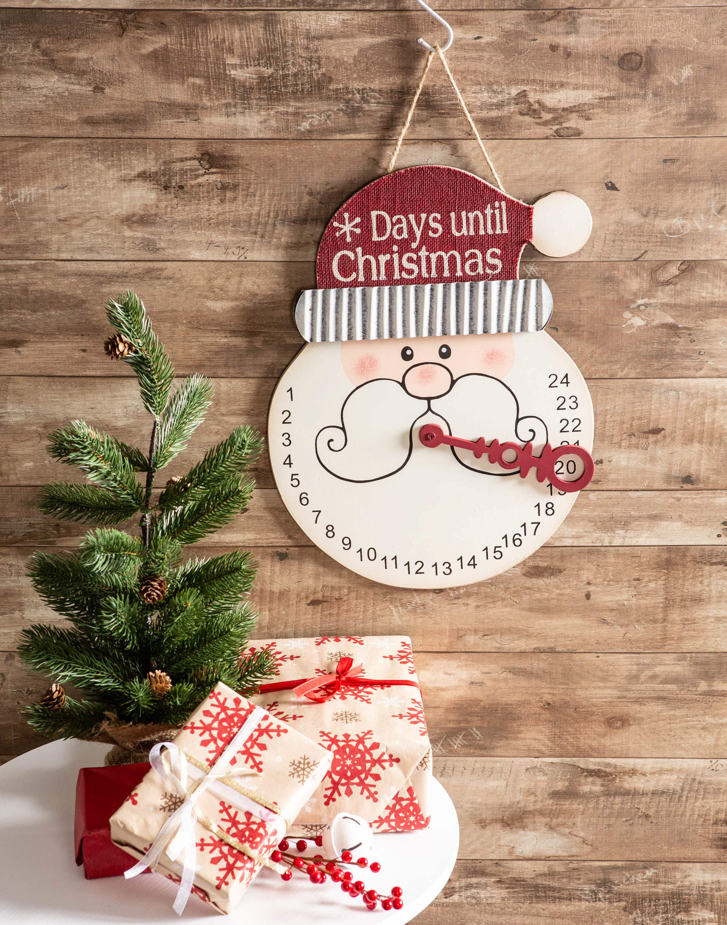 DII® 16.7" Santa Days Til Christmas Hanging Countdown Calendar Sign