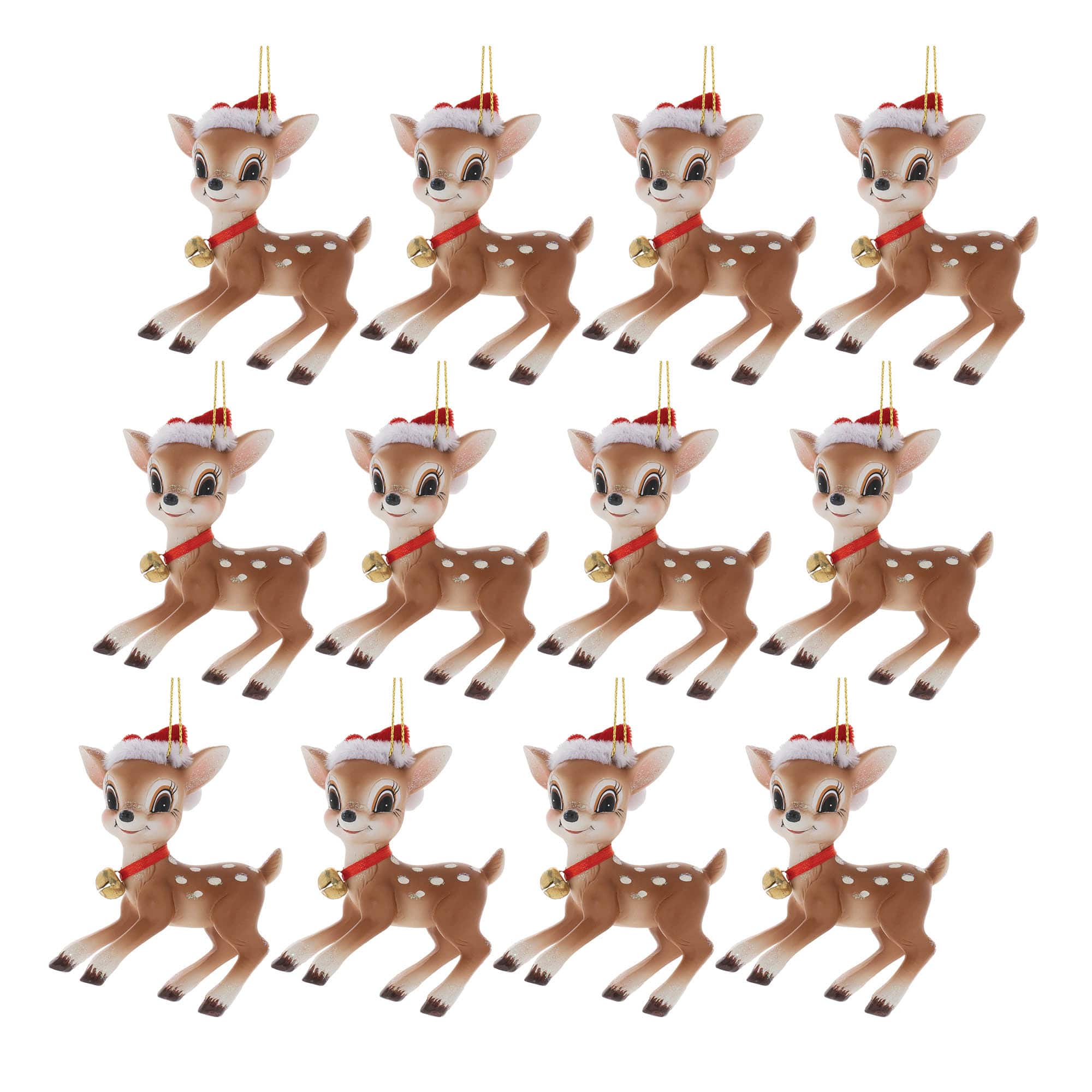 3" Santa's Reindeer Ornaments, 12ct.