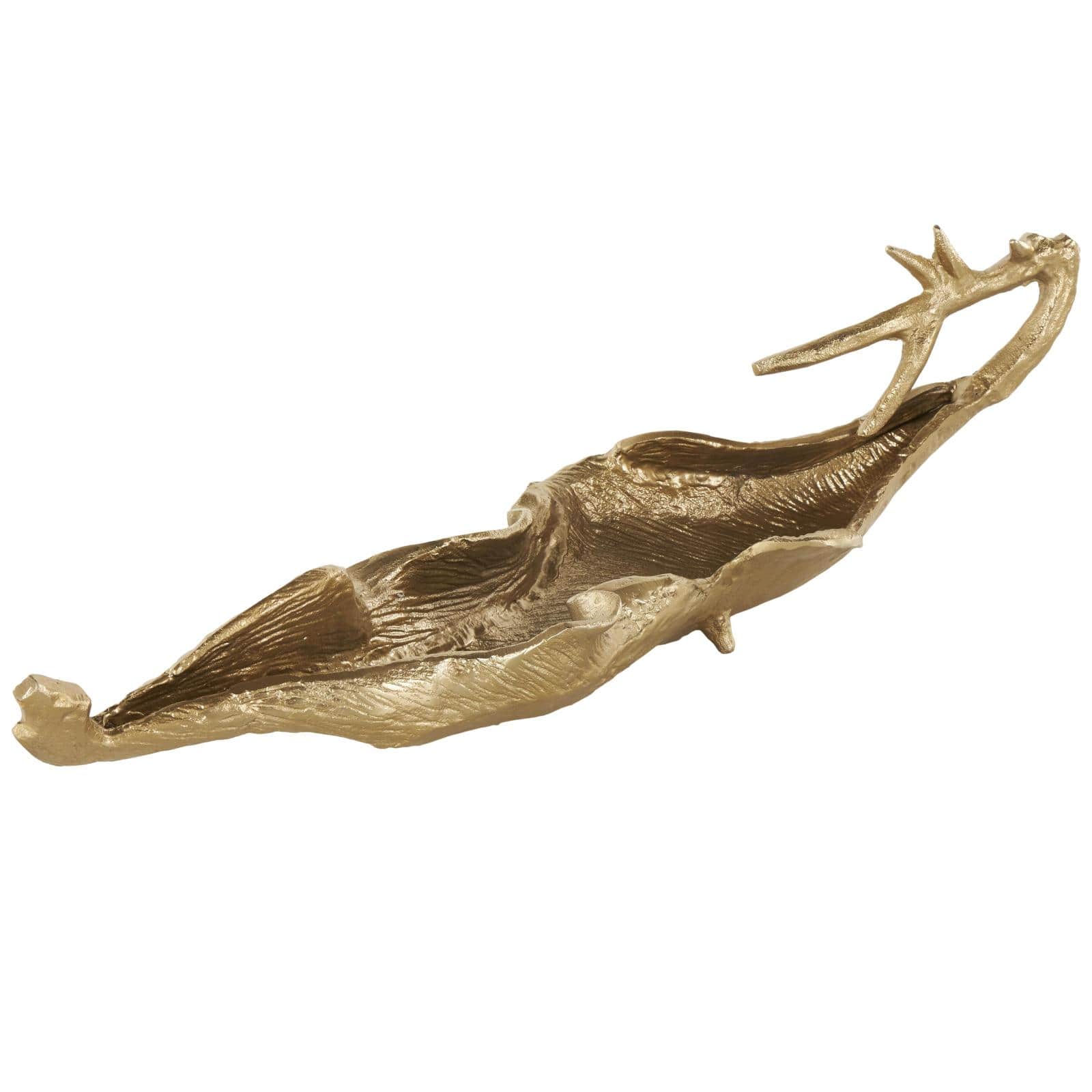 27" Gold Aluminum Metal Leaf Textured Decorative Bowl