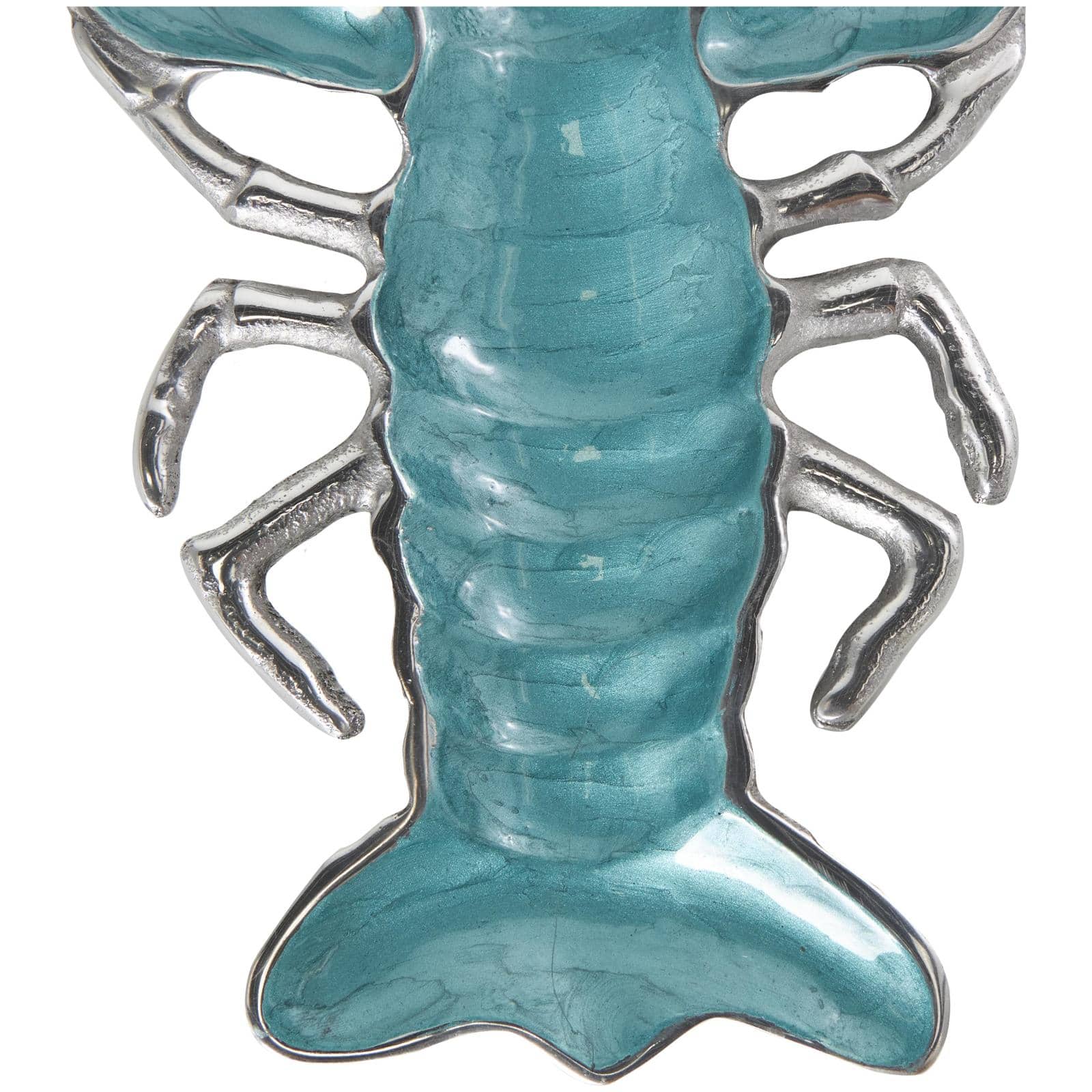 Teal & White Aluminum Enameled Lobster Living Room Décor Tray Set