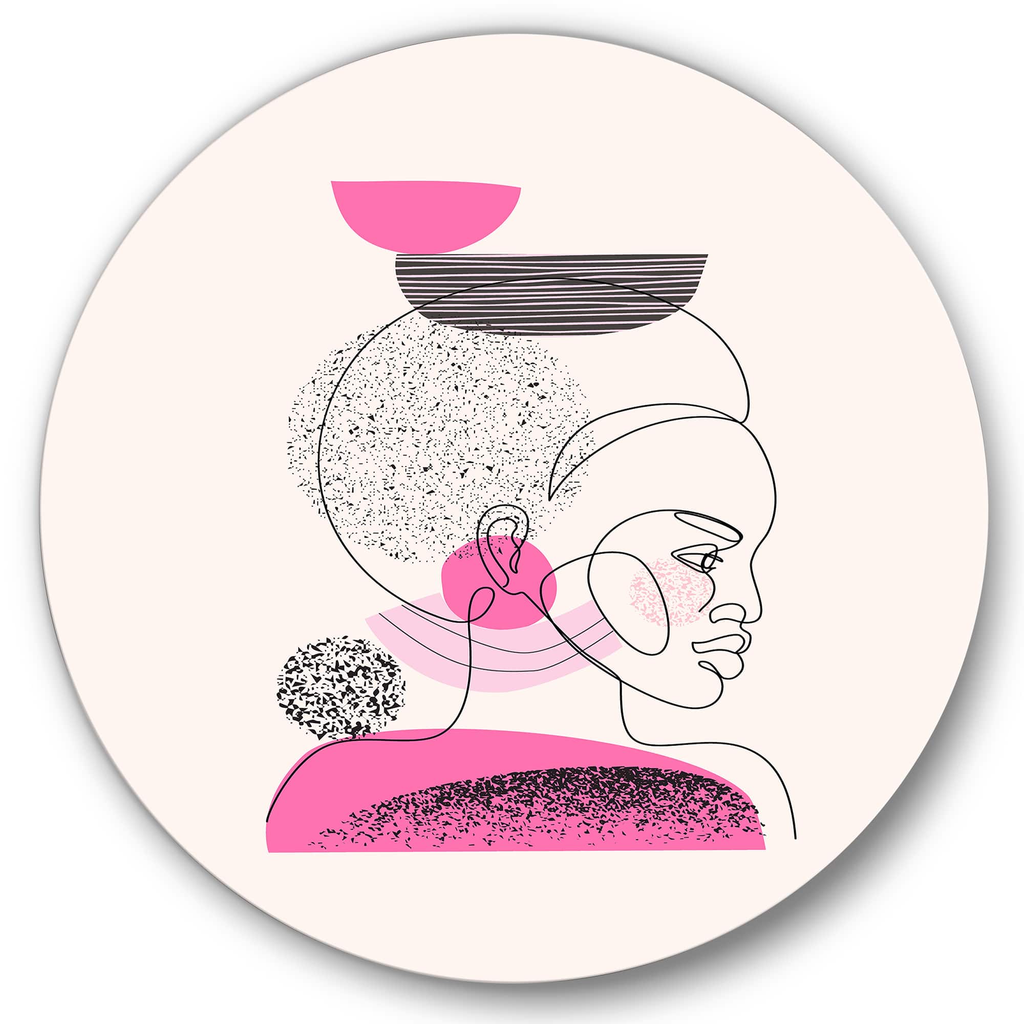 Designart - One Line Portrait of Afro American Women I