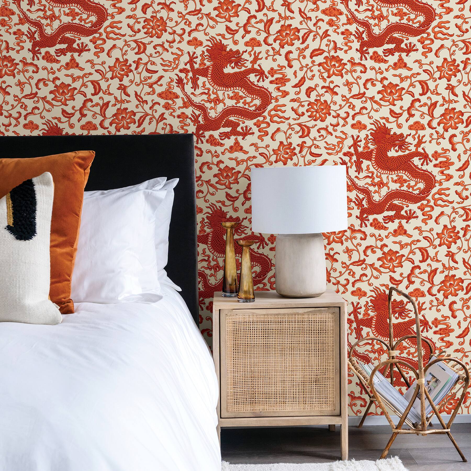 Scalamandre Persimmon Chien Dragon Peel & Stick Wallpaper