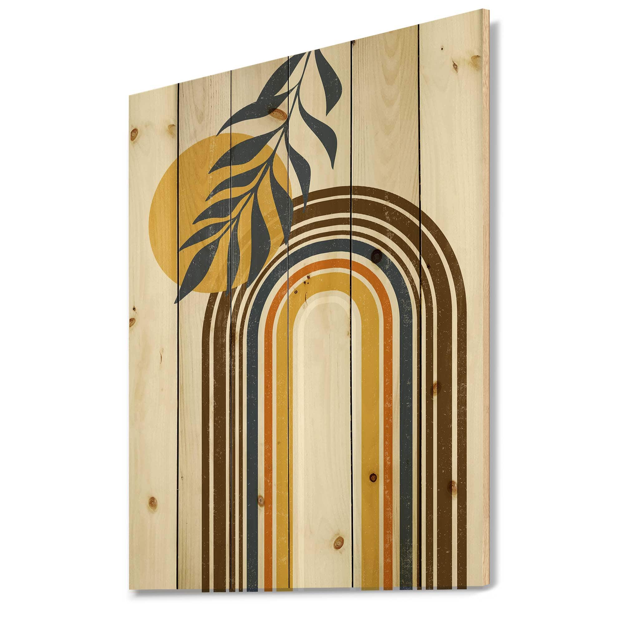 Designart - Abstract Sun Moon Leaves II
