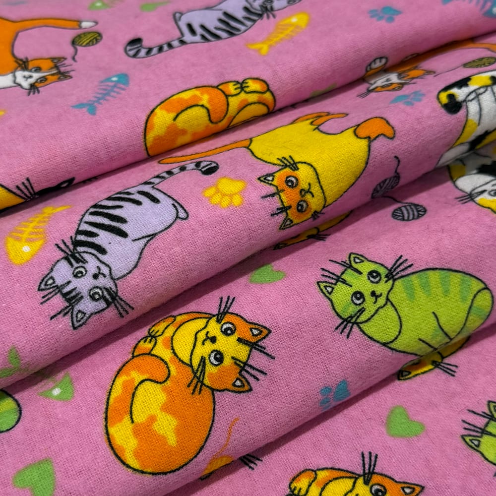 Feldman Pink Cats Cotton Flannel