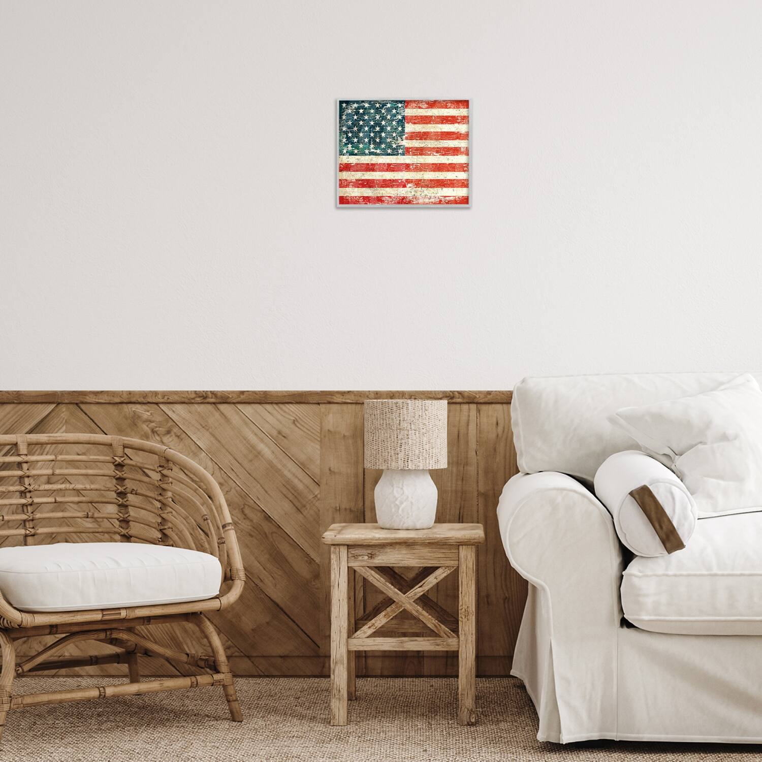 Stupell Industries Rustic American Flag Framed Giclee Art