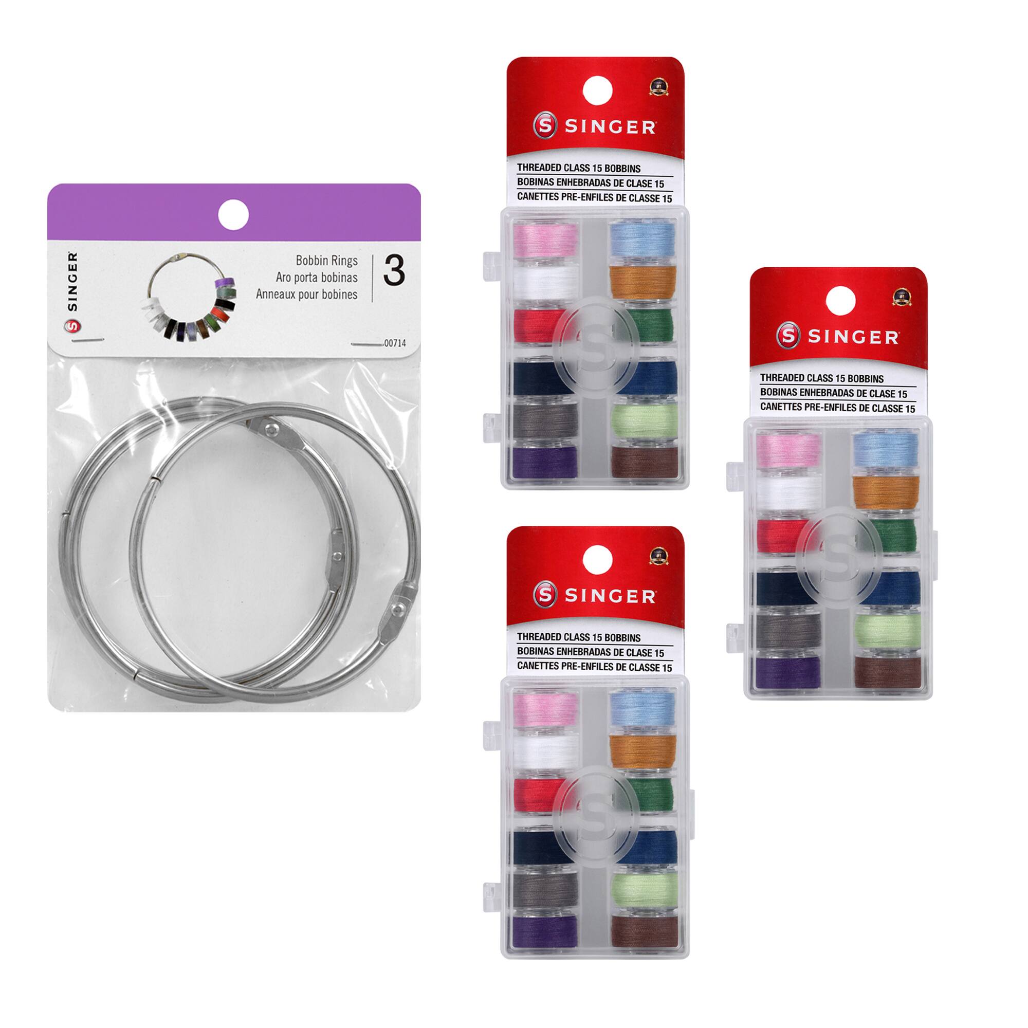 SINGER® Class 15 Sewing Bobbin & Storage Rings Set