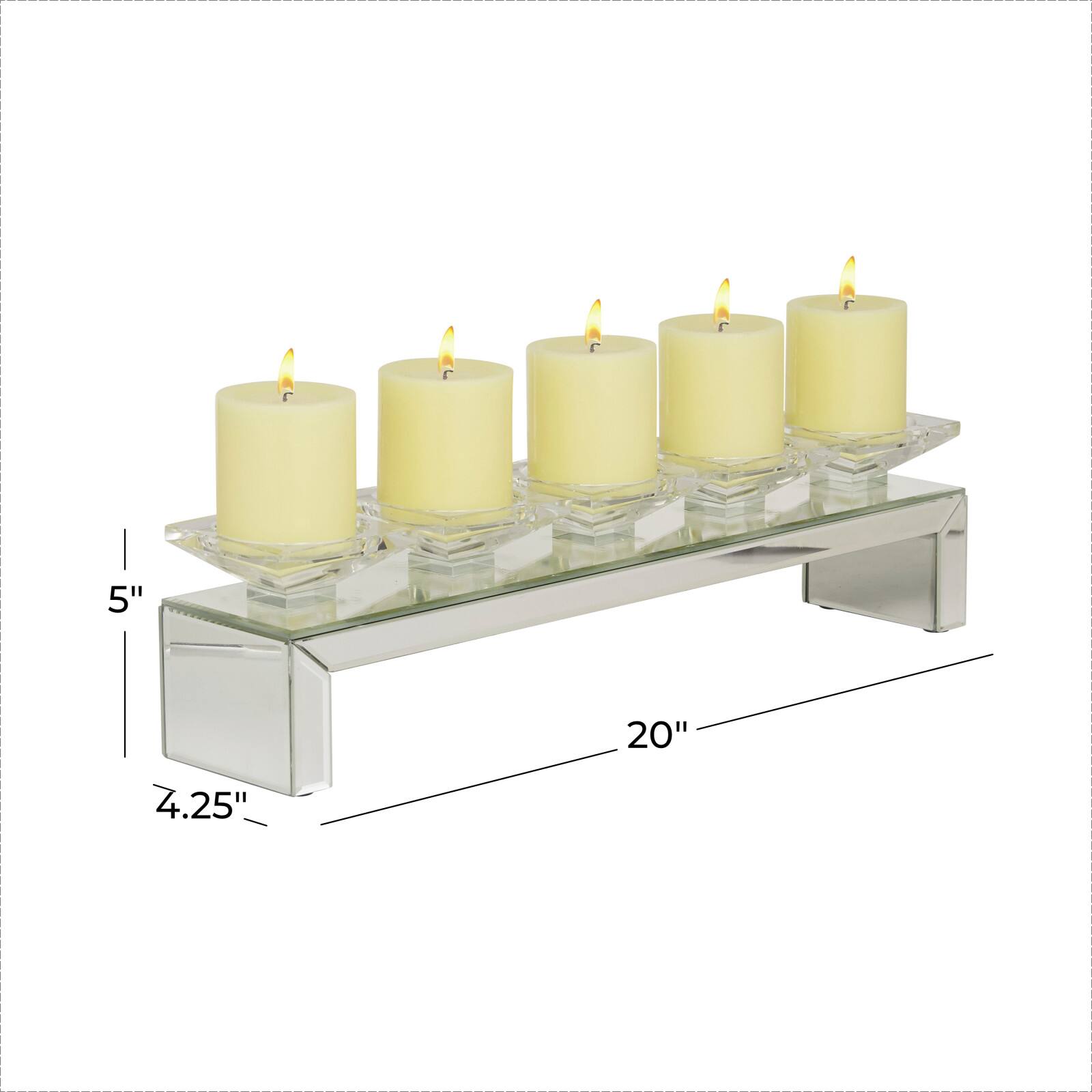 20" Clear Wood Glam Candlestick Holder
