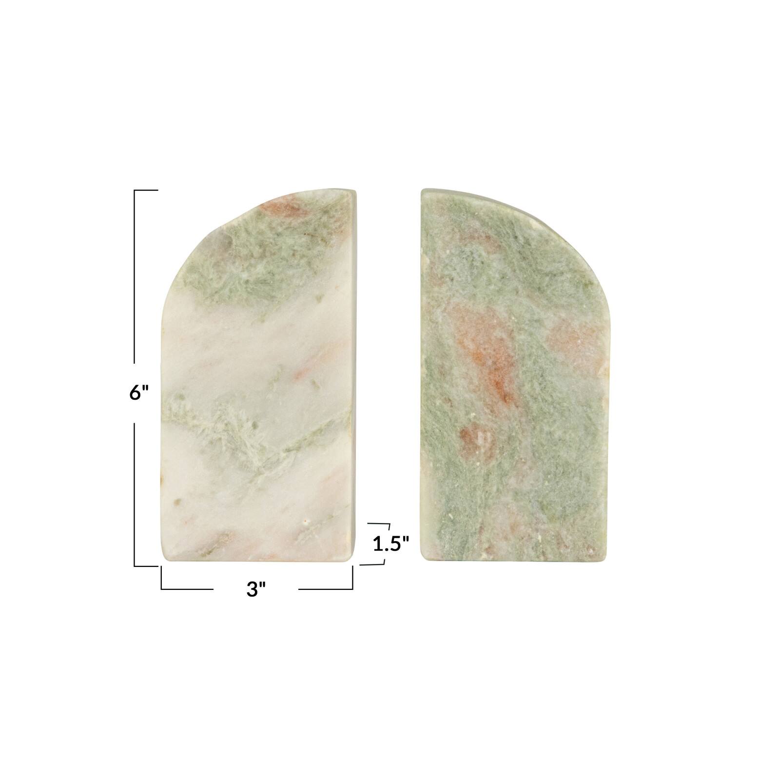 Hello Honey® 6" Green Half Arch Marble Bookend Set