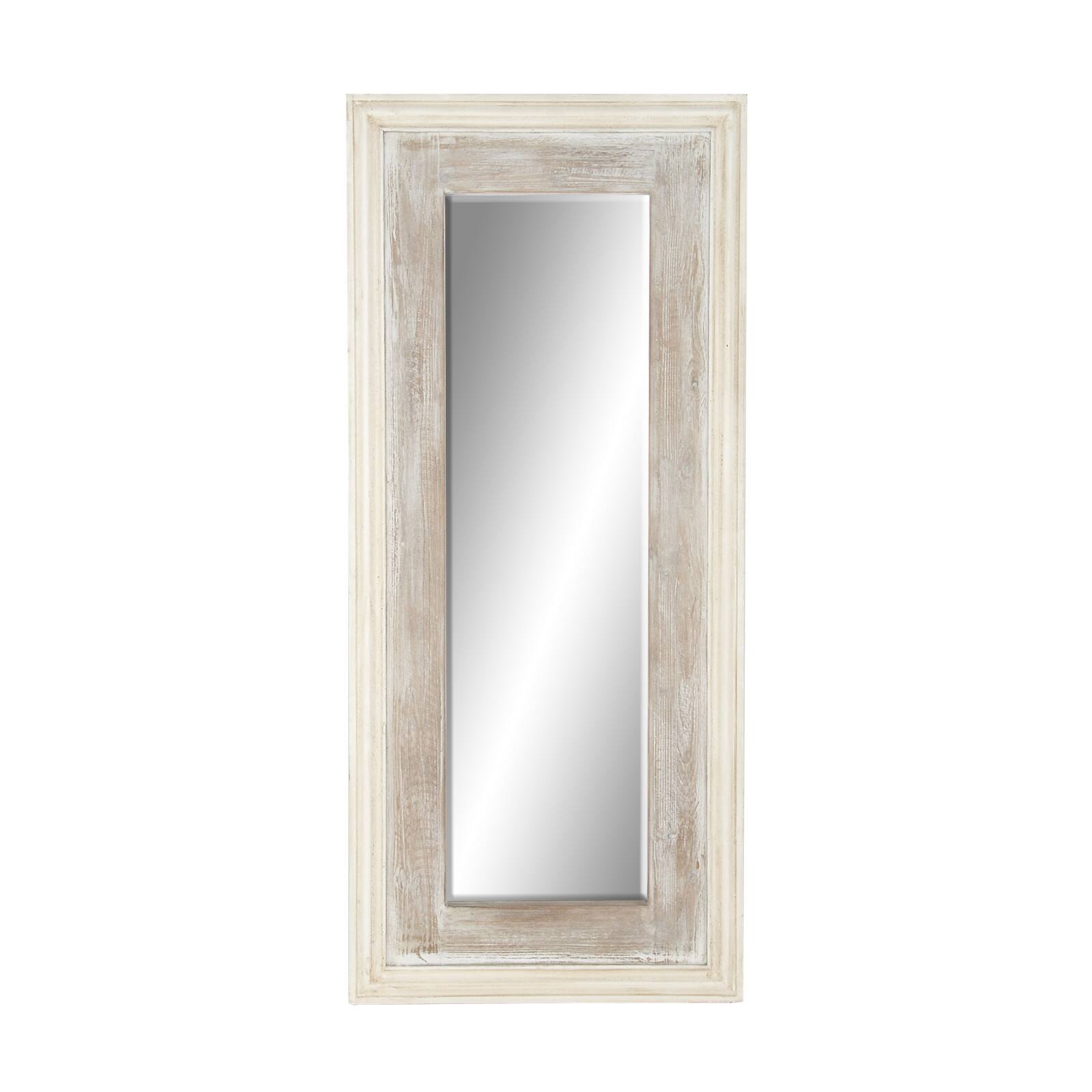 59" White Farmhouse Wood Wall Mirror