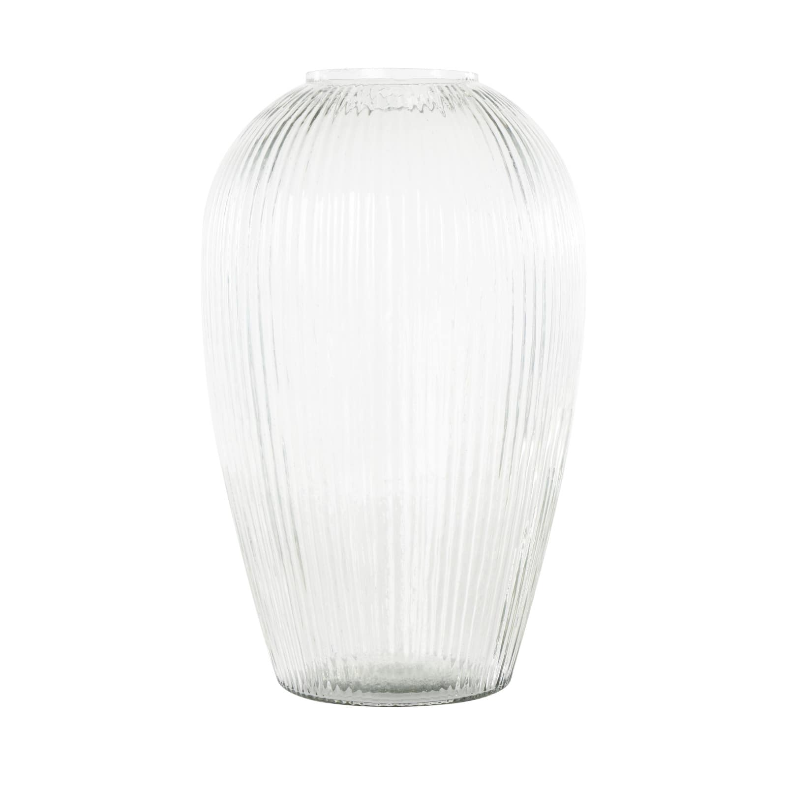 14" Clear Ribbed Glass Vase